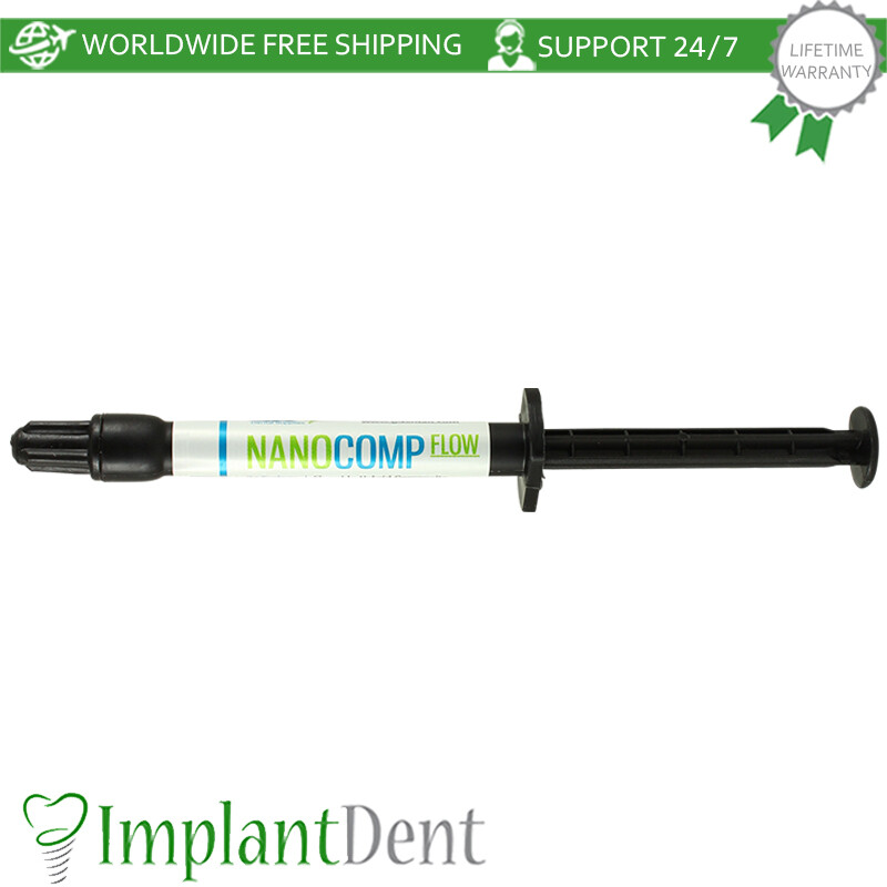 Dental Nano Comp Flow Universal Flowable Hybrid Fill Composite, 2 Syringes of 2g
