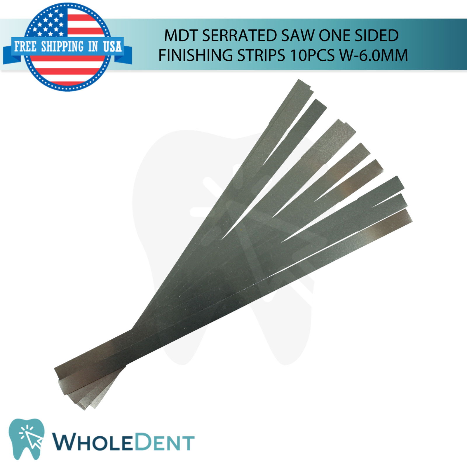 10pcs Dental MDT Serrated Saw One Sided Finishing Strips W6.0mm Contouring
