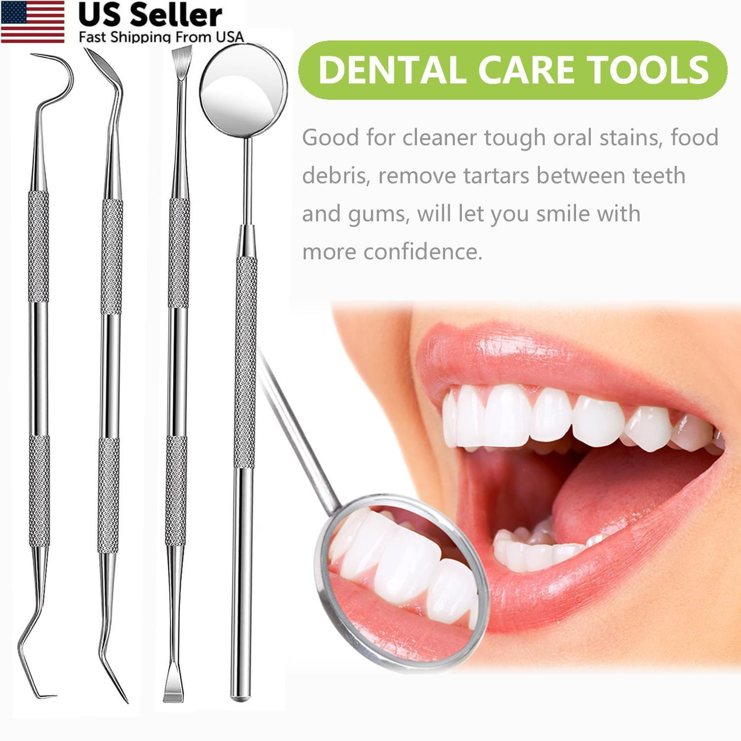 PARYUNGR Dental Tools, Professional Teeth Cleaning 5 Piece Assortment, Silver
