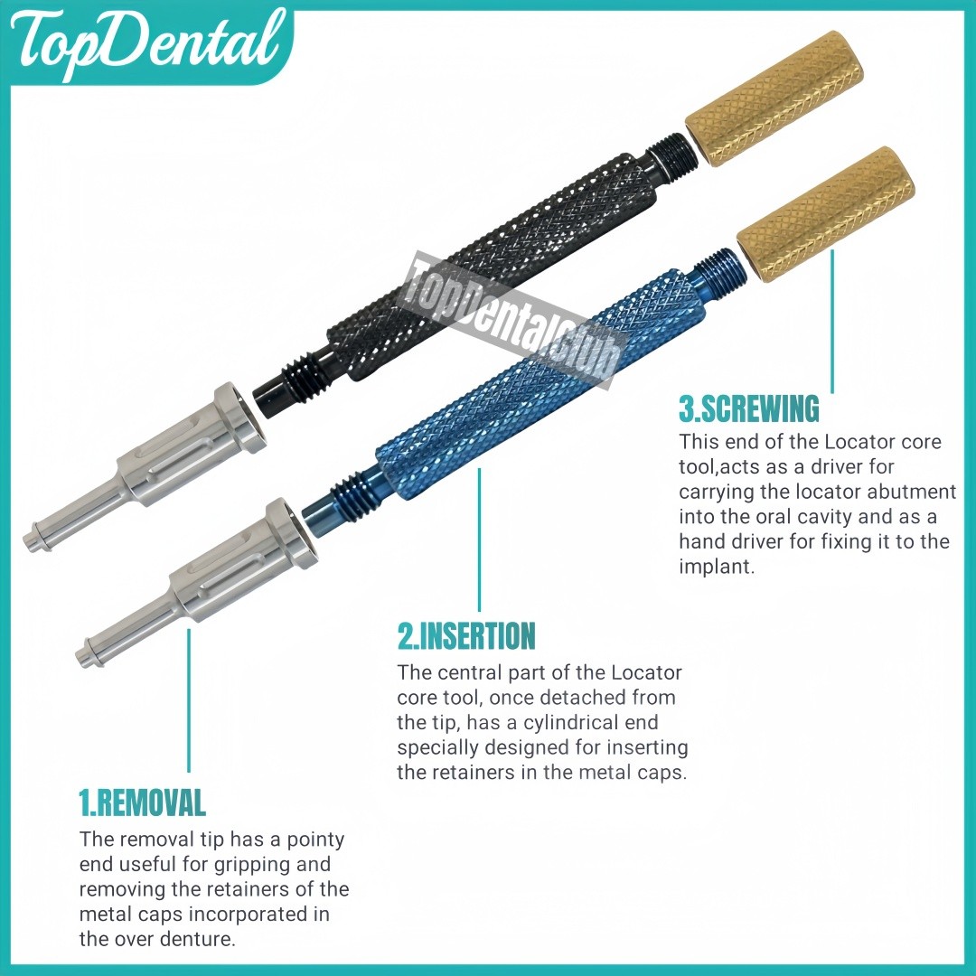 Dental Universal Implant Locator Retention Cap Insertion Extraction Core Tool