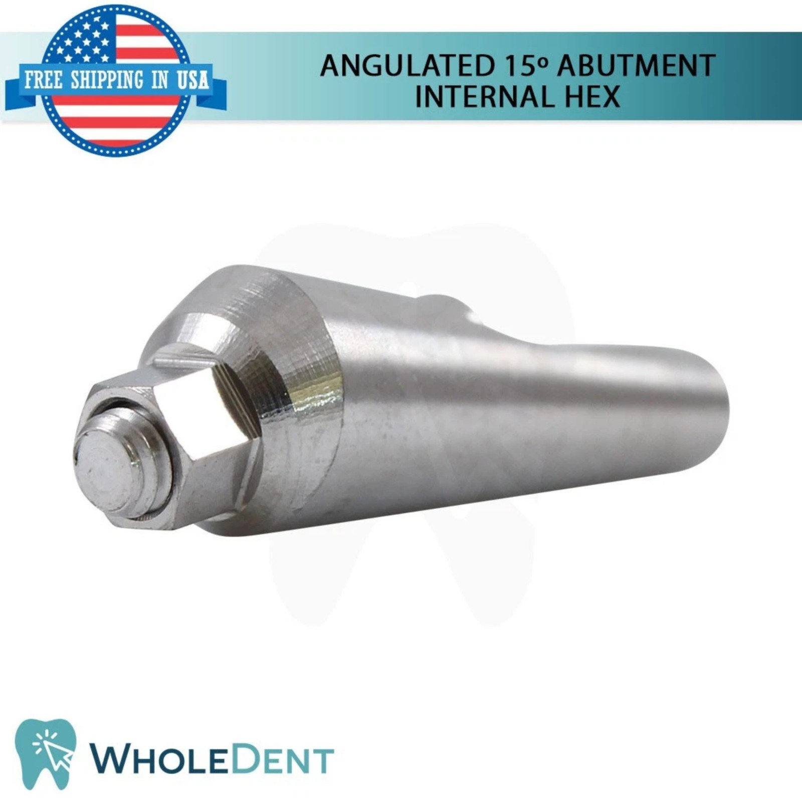 1x Dental Titanium 15º Angulated Prosthetic Ø4.5mm Int Hex 2.42mm Connection