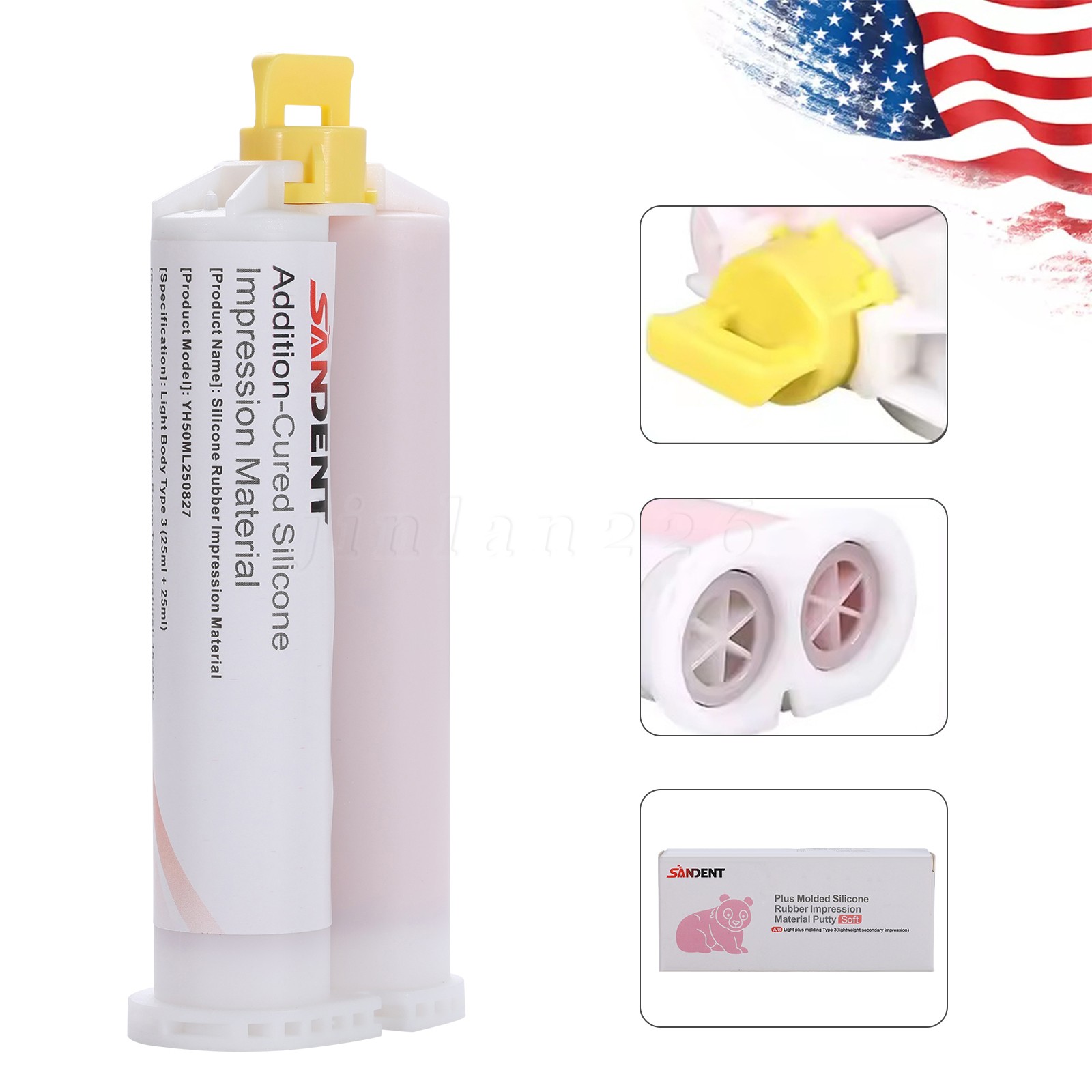 30x50ml Cartridges Dental Impression Material Light Body Rapid Set + 5 Tips