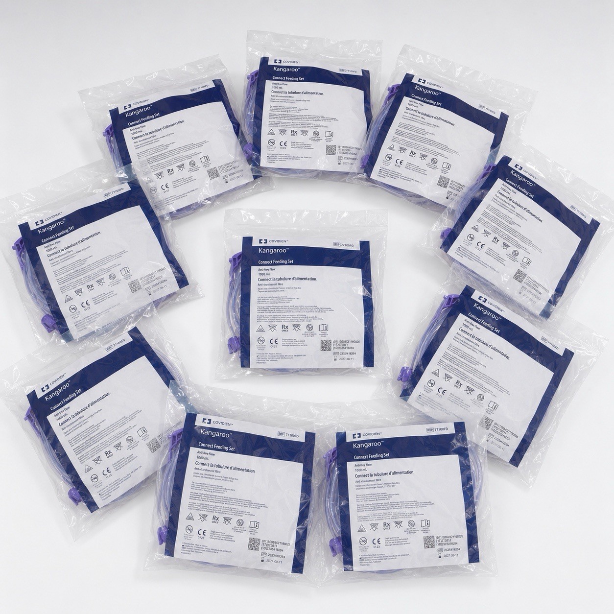 1000ml Feeding Set Enteral Pump Bag 77100FD Sterile 10 Count Hospital Nutrition