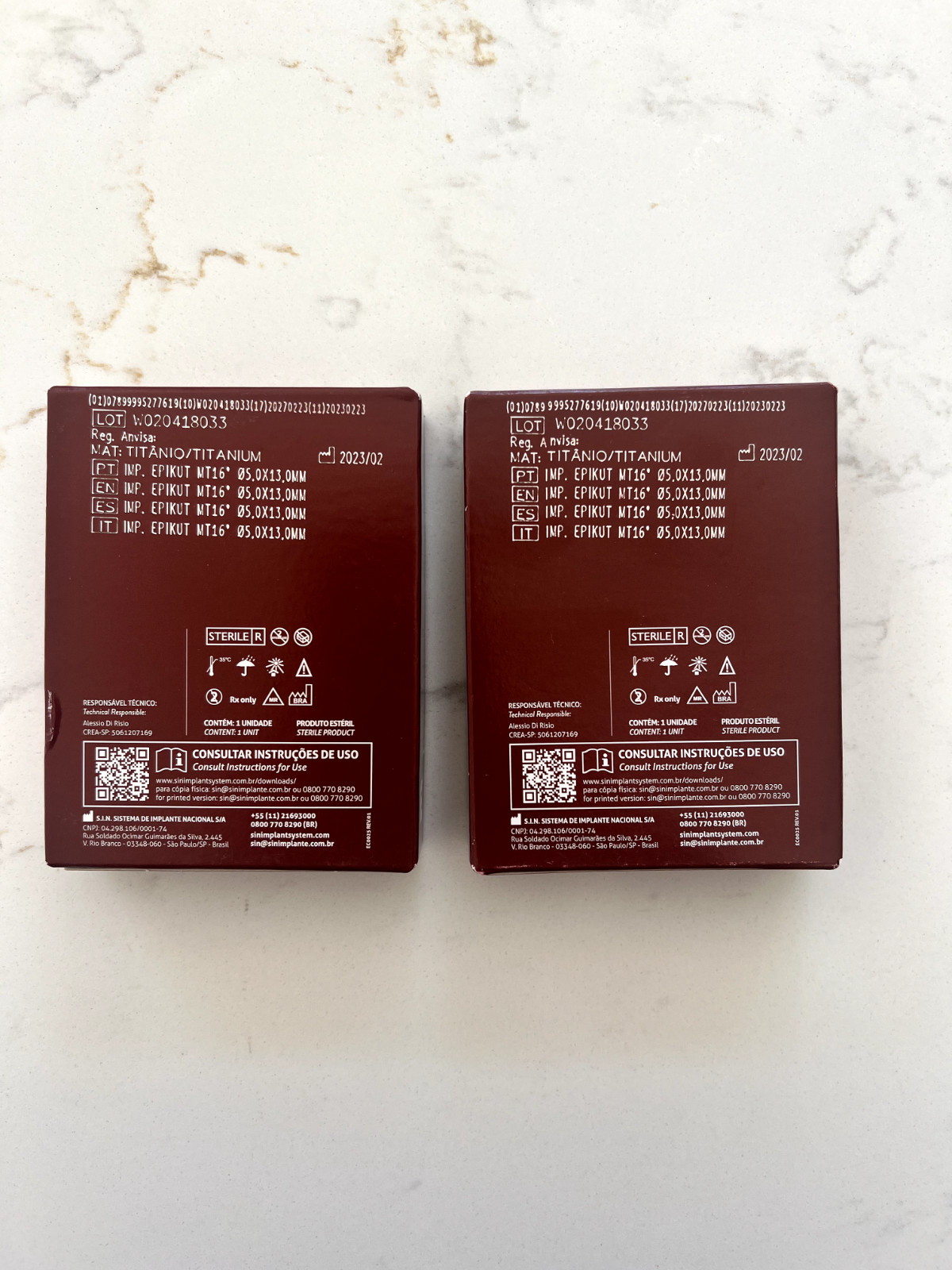 2 S.I.N. Epikut s Dental Implant REF ILM 5013 SIZE 05,0X13,0MM