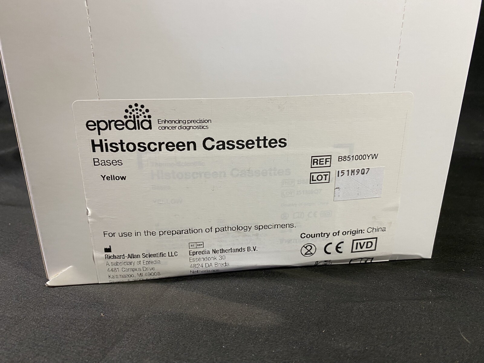 EPREDIA Histoscreen Mesh Black Hinge Yellow Cassettes B851000YW (1000/pk)