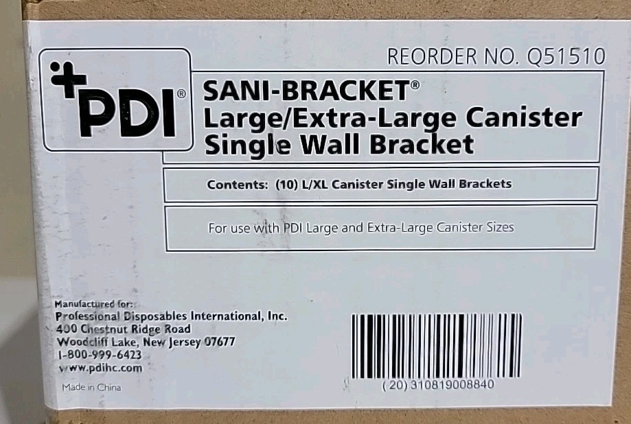 10 Count Sani-Bracket Large/Extra Large Canister Single Wall Bracket Case Q51510