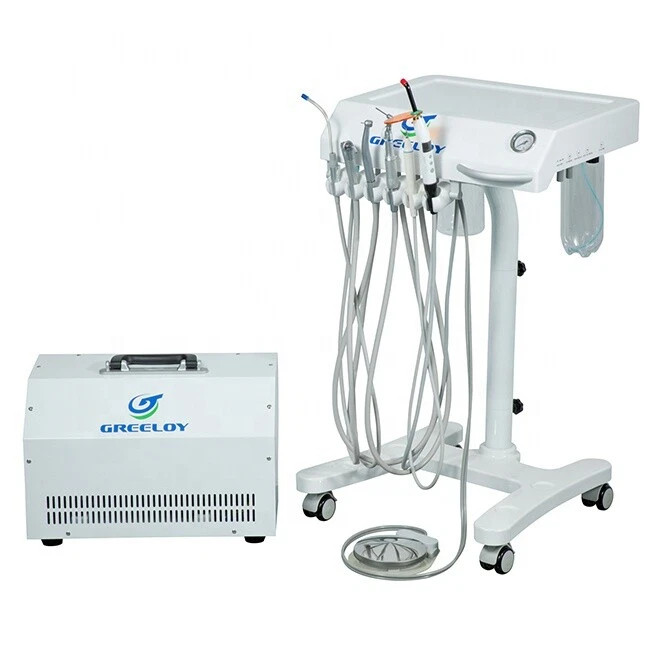 Mobile Dental Adjustable Treatment Unit GU-P302 4H+Dental Air Compressor GU-P300