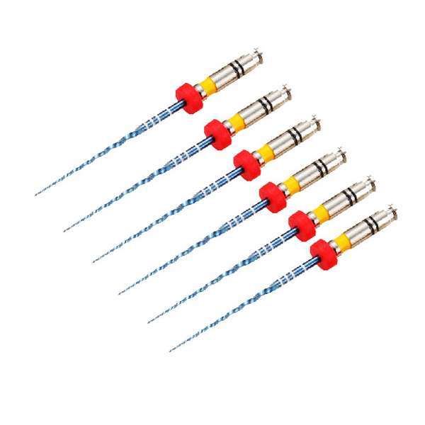 Vakker V Blue 25mm Taper 04 #50 NiTi Rotary Engine Files, 6/Pk. Yellow Color