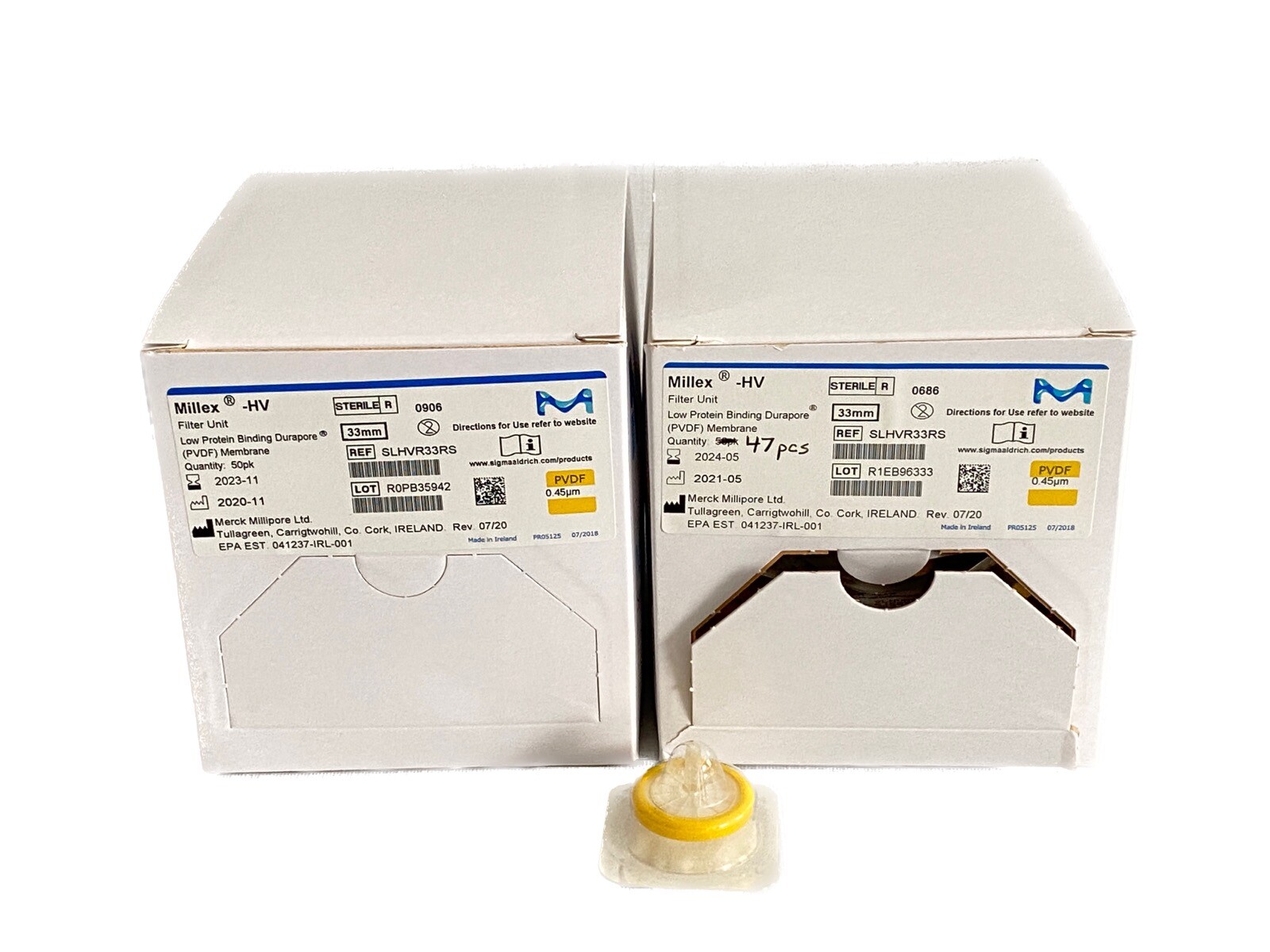 (97) MILLIPORE Millex-HV Low Protein Bind Durapore 0.45um PVDF Syringe Filters