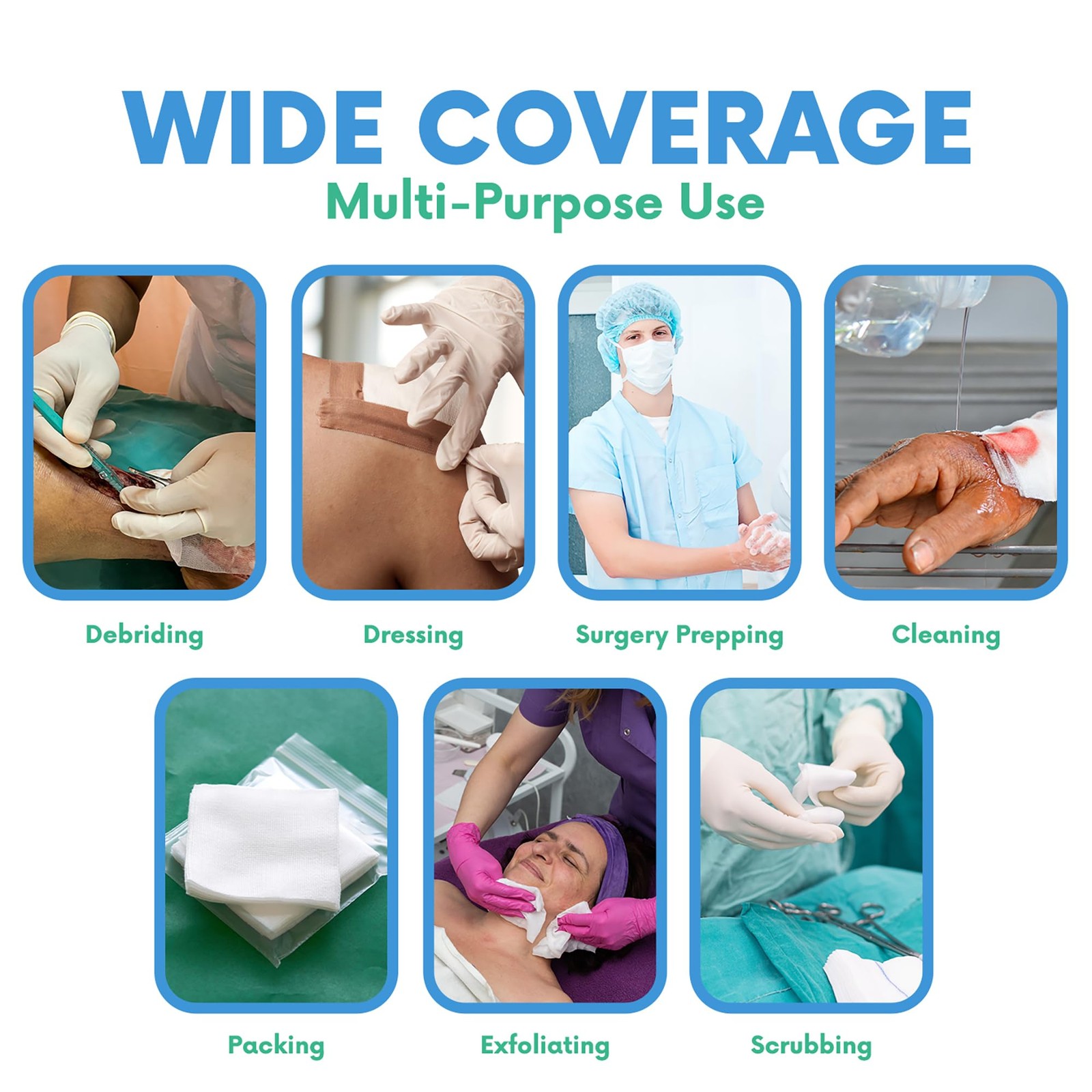 4×4 Large Sterile Gauze Pads – 100 Pack, 12-Ply Woven 4″x4″ (100 Pack), White