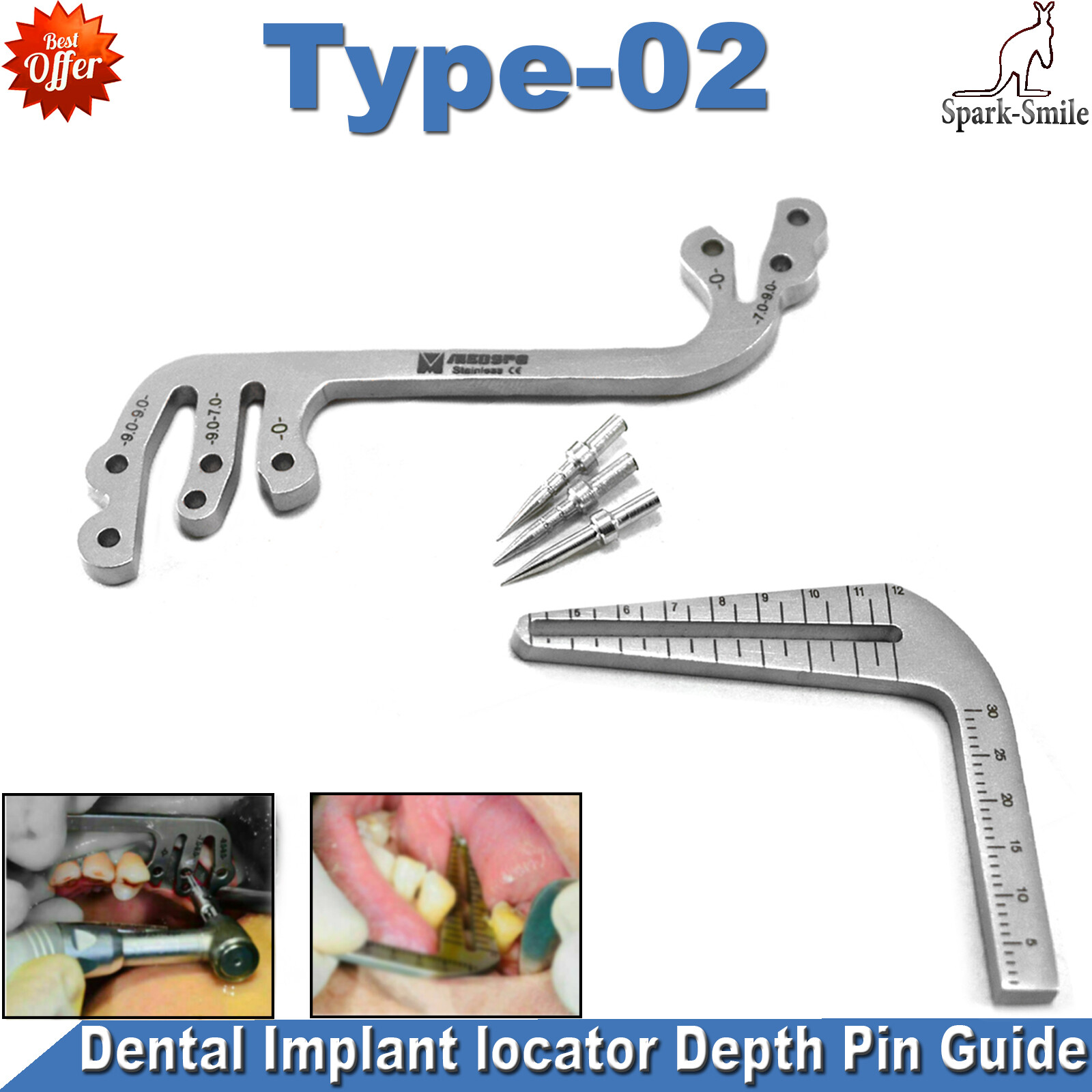 Surgical Dental Implant locator Depth Pin Guide Gauge Locator Parallel 2 Pieces