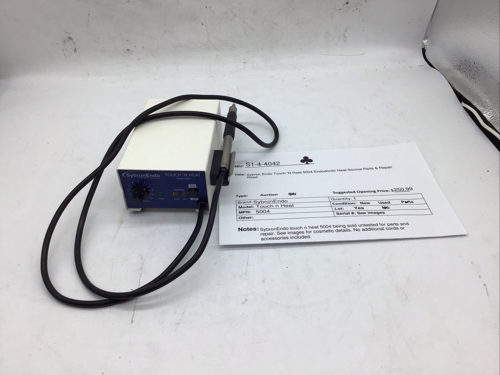 Sybron Endo Touch ‘N Heat 5004 Endodontic Heat Source Parts & Repair Read