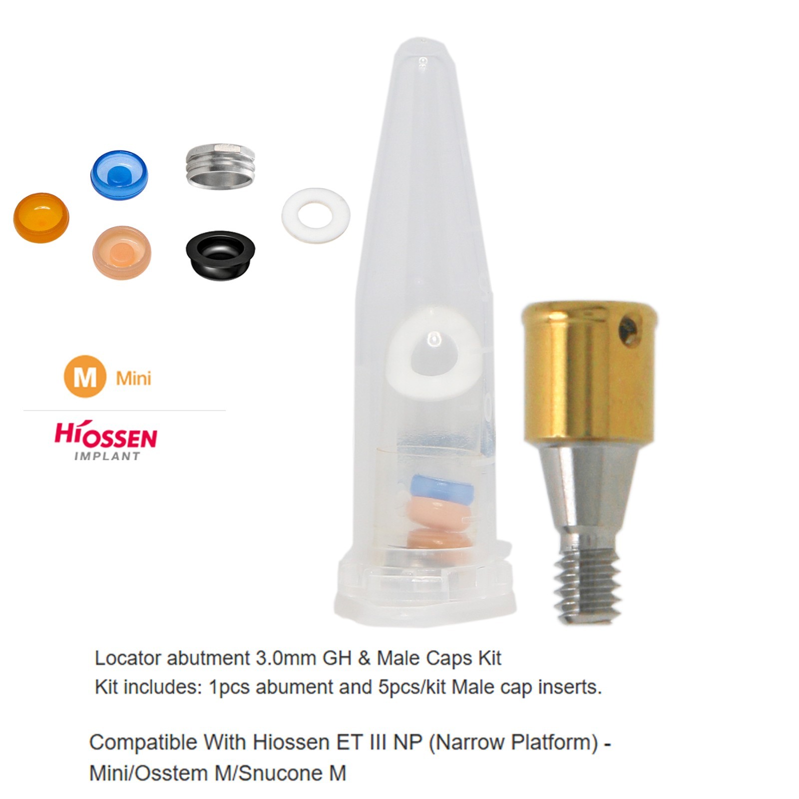 Locator Abutment fits 1-6.0mm HIOSSEN ET II/III SA Fixture Mini 3.5mm Platform