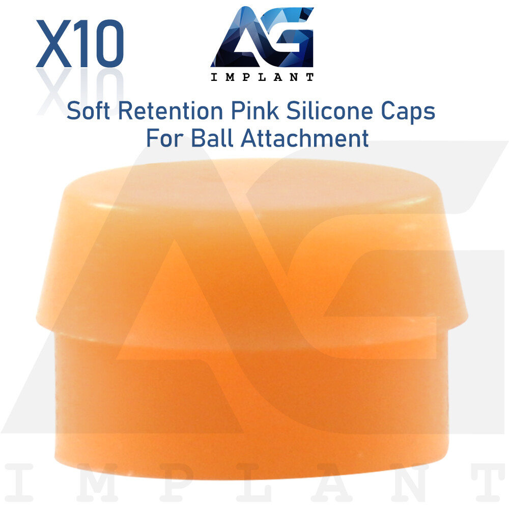 10 Pink Soft Regular Silicone Caps 2.5mm For Ball Attachment Dental Overdenture