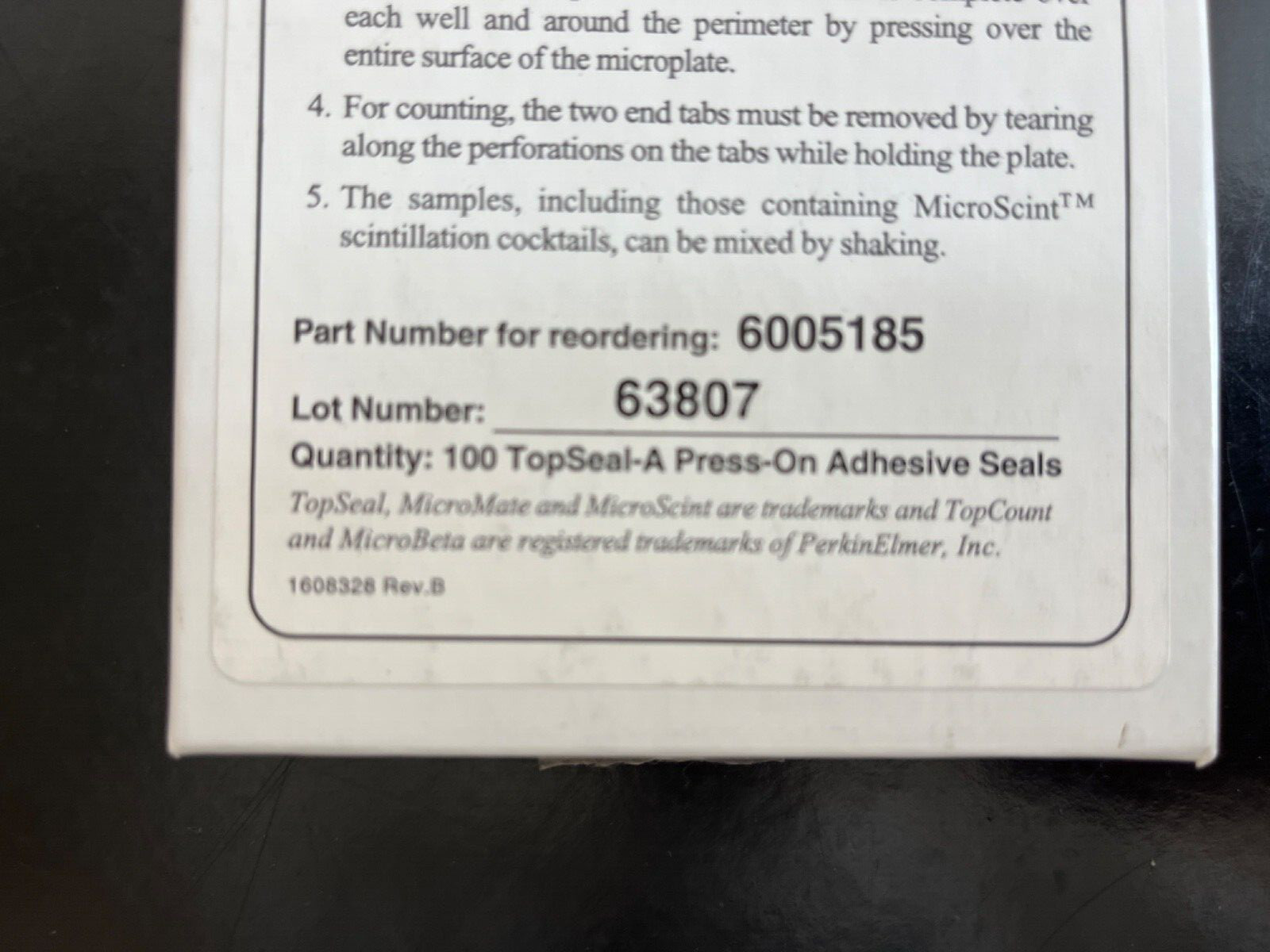 PerkinElmer TopSeal-A 96-Well Microplate Press-On Adhesive Sealing Film, box 100