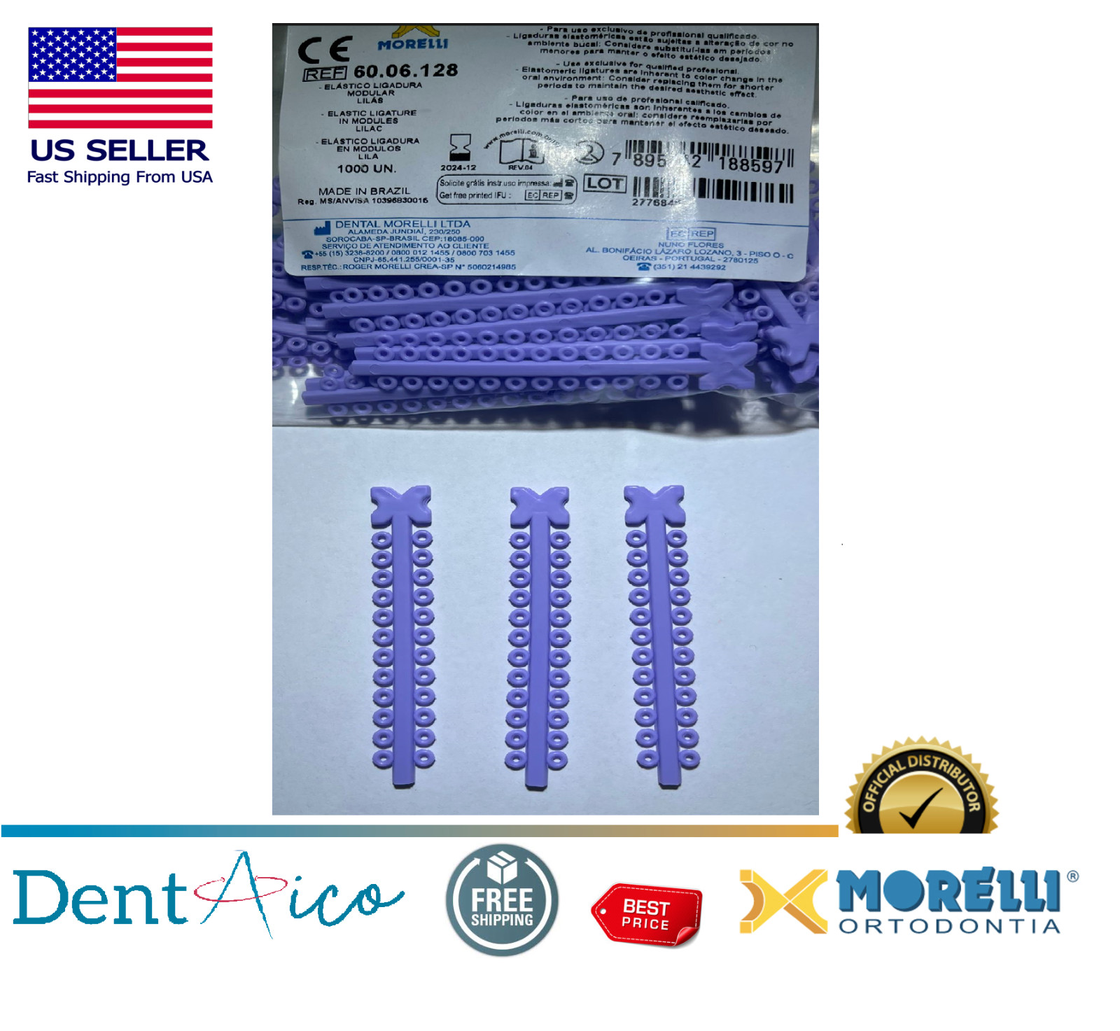 Elastic Ligature in Modules Lilac PAK/1.000UN MORELLI Dental Orthodontic