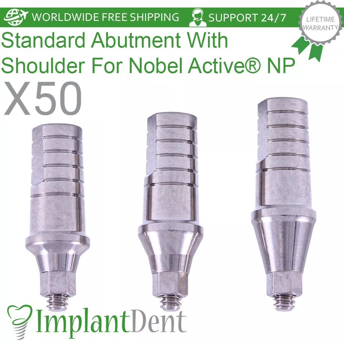 50x Dental Straight Shoulder Prosthetic 4.0mm NP Conical Hex System 2.25mm