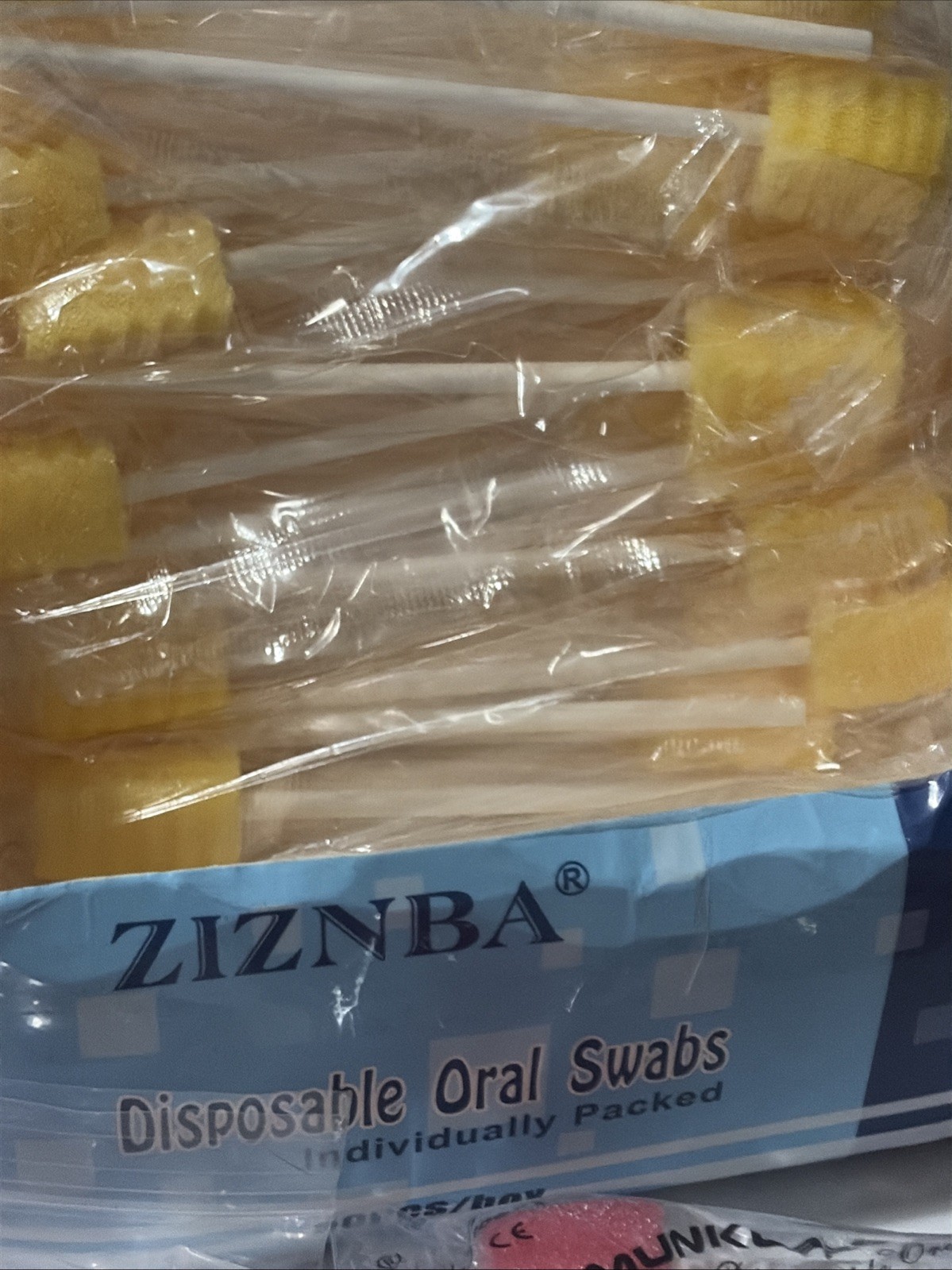 ZIZNBA Disposable Oral Swabs – 50 pcs. Yellow individually Wrapped + 39 Red Munk