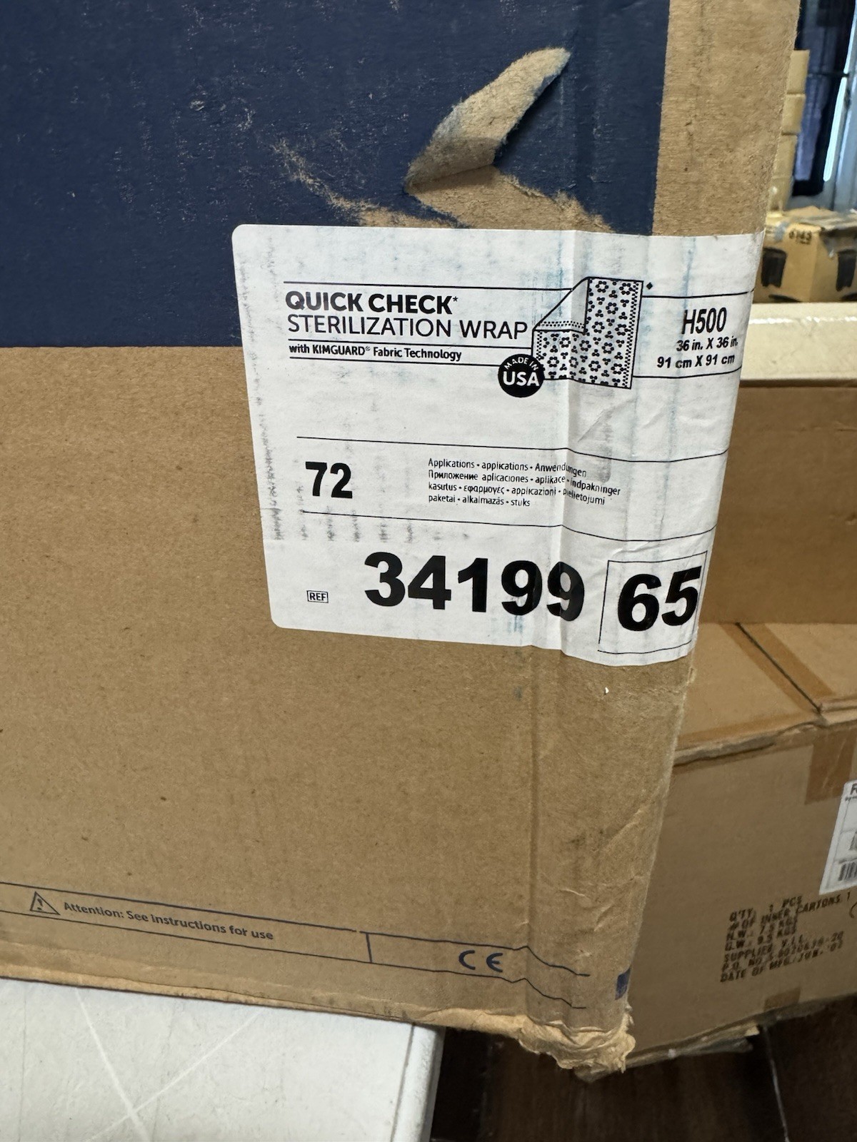 Halyard H500 Sterilization Wrap 36” x 36” Blue Sheets Ref 34199 (72 Pack)