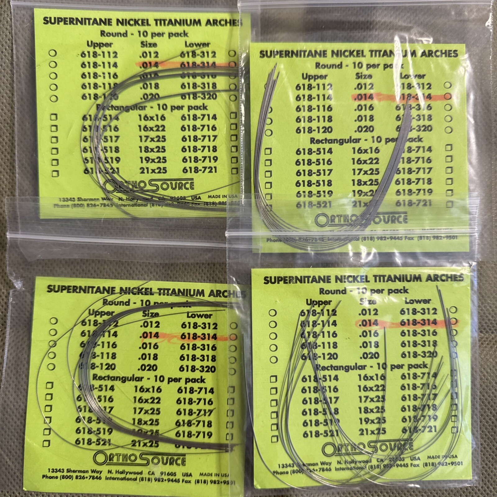 40 Pcs Super Elastic Nickel Titanium Tapered Arch Wires – .014 Lower