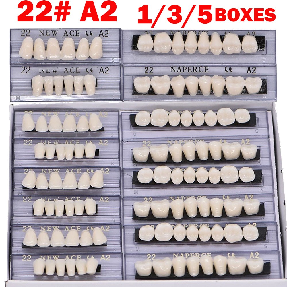 1/3/5Box 22#A2 Dental Acrylic Resin Denture Full Set Teeth Upper Lower Shade NEW