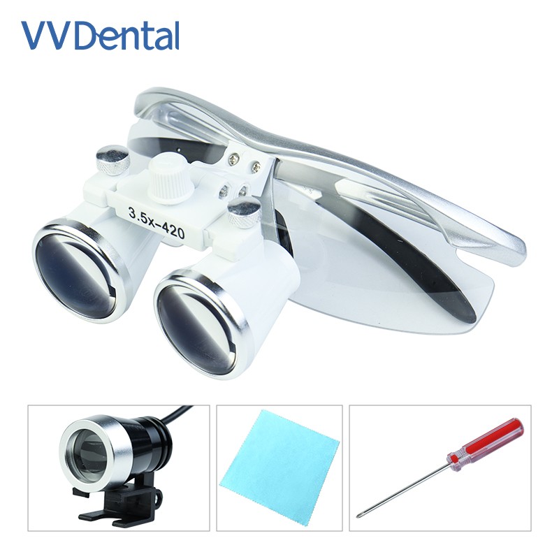2.5X 3.5X Dentist Loupes Dental Binocular Glass Magnifier with 3W Led Light