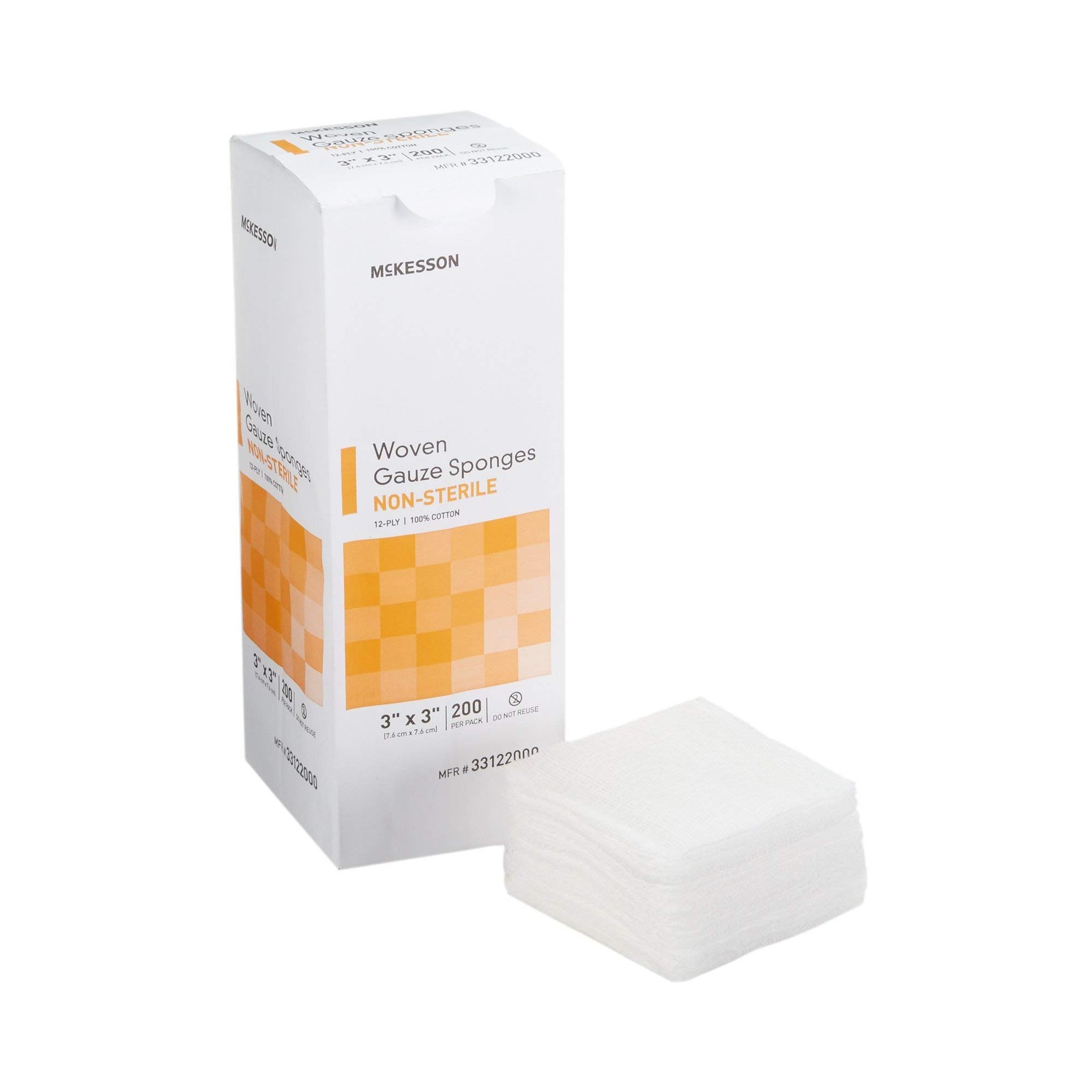 McKesson Non-Sterile Woven Gauze Pads 3×3 3 X 3 Inch ( 1000 Count ), White