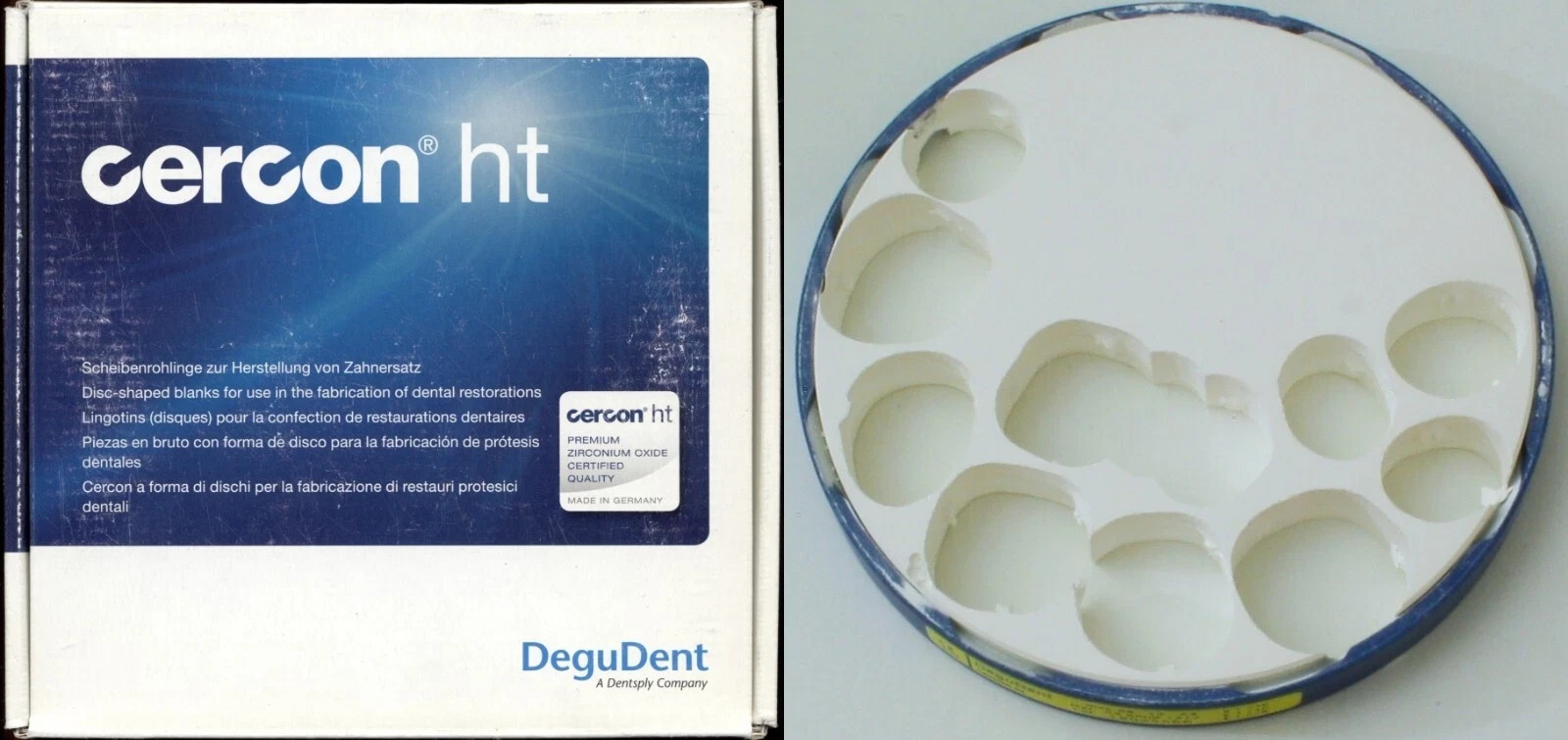 Used Dentsply DeguDent Cercon ht Zirconia Disc Blank 98×12 mm 12-B3 Use by 2023