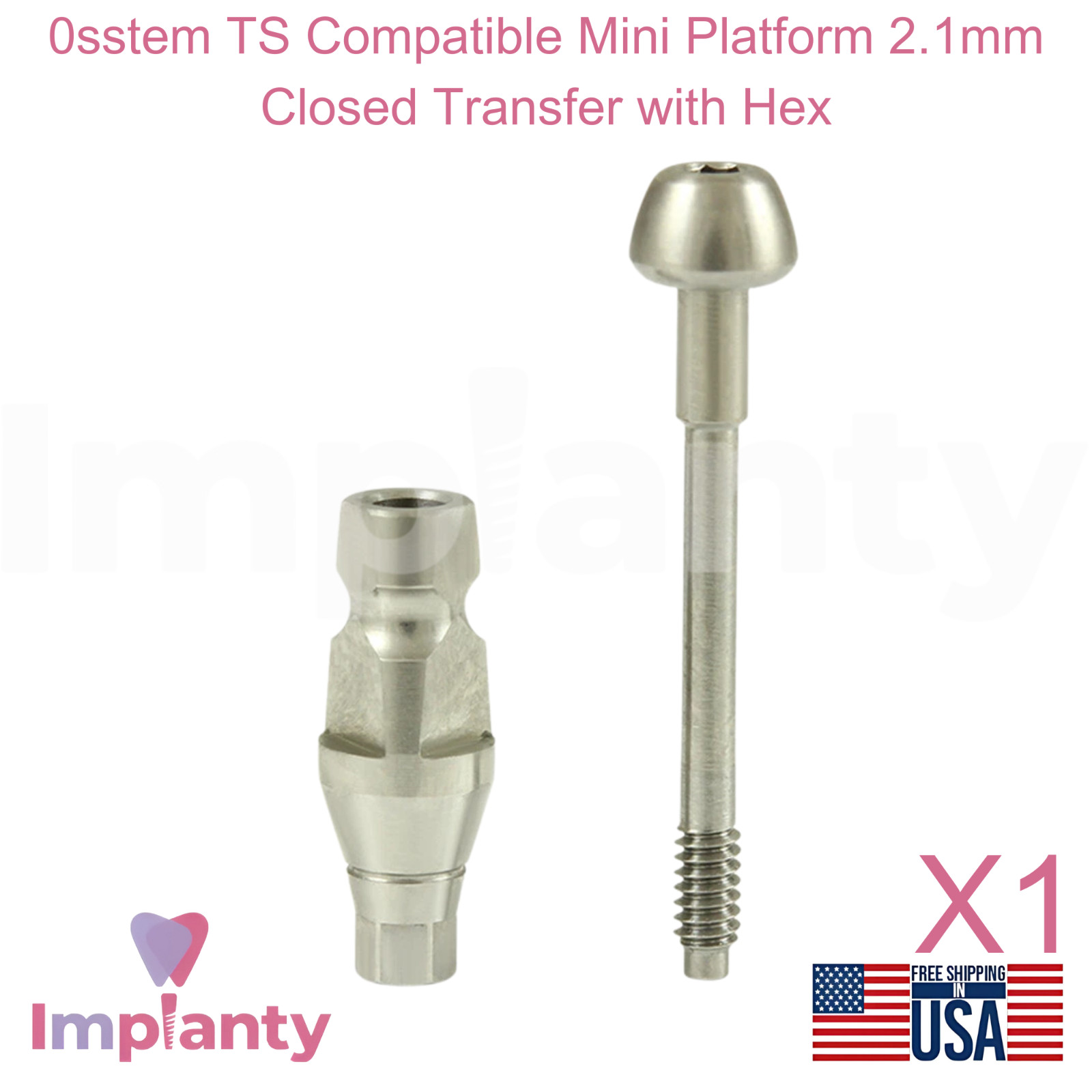 0sstem TS Compatible Mini Platform 2.1mm Closed Dental Transfer with Hex