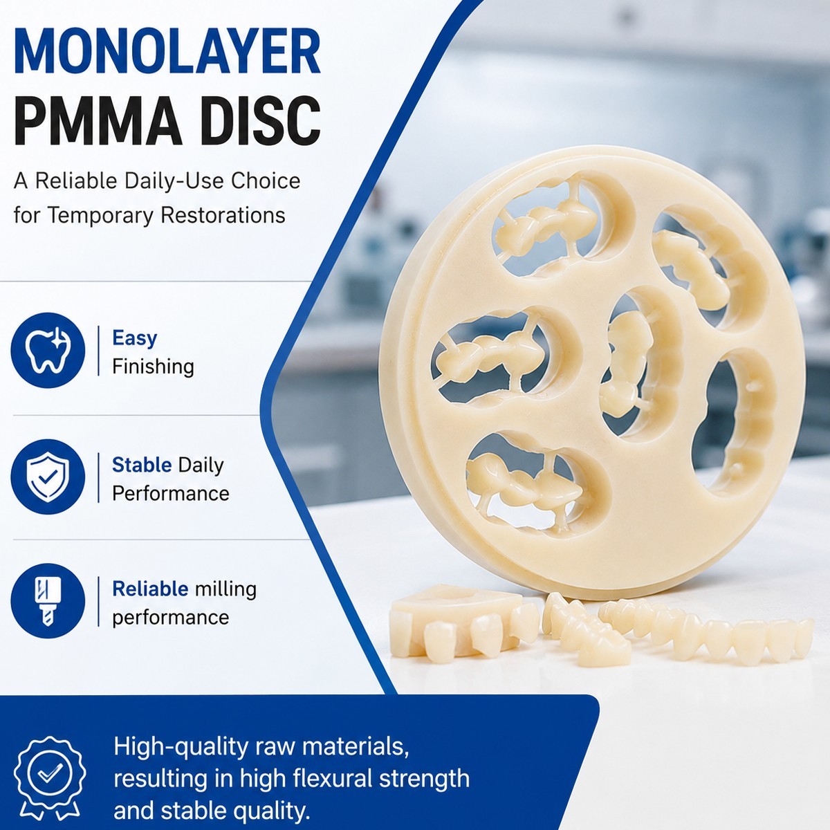 Dental PMMA Monolayer Blanks – A2 Shade – Size 22 mm