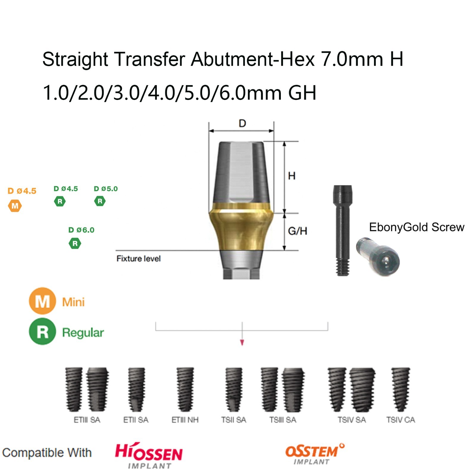 Dental Ti Hex Straight Abutment/Internal Hex Legacy ZEST Locator Hiossen ET OSS
