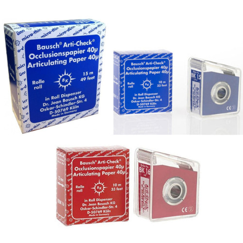 Bausch Arti-Check Micro-Thin .0016″(40 micr),BLUE,RED,Articulating Paper 16,22mm