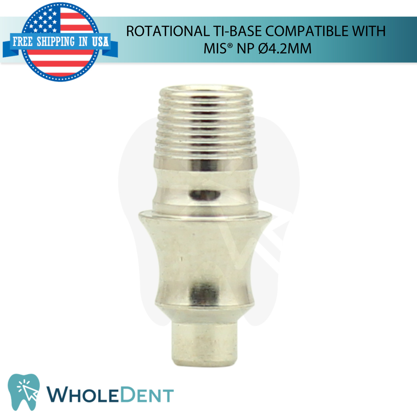 5x Dental Rotational Ti-Base Ø4.2mm NP MIS® Compatible Int Hex System 2.10mm