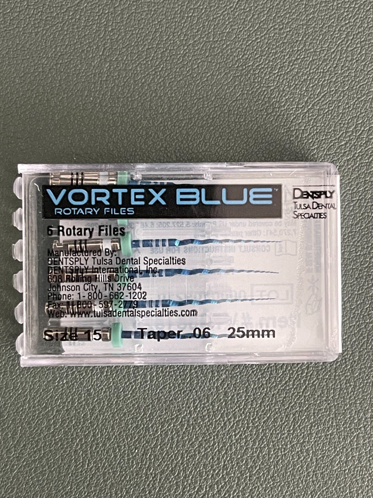 Dentsply Tulsa Dental Vortex Blue .06 Taper rotary files 6/pk , 38 PACKS NEW!