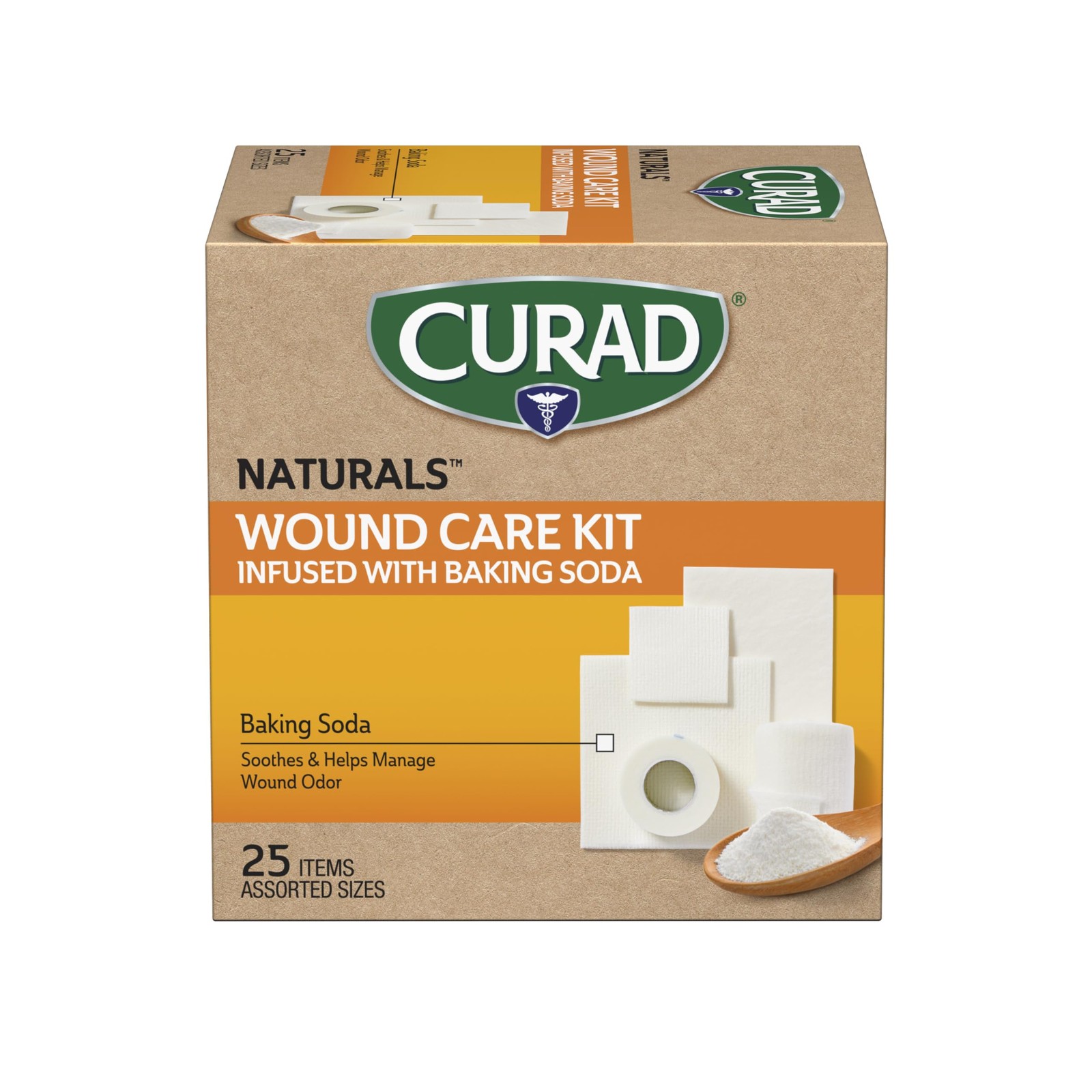Curad SoothePlus Wound Care Kit with Baking Soda, Assorted Large, Variety