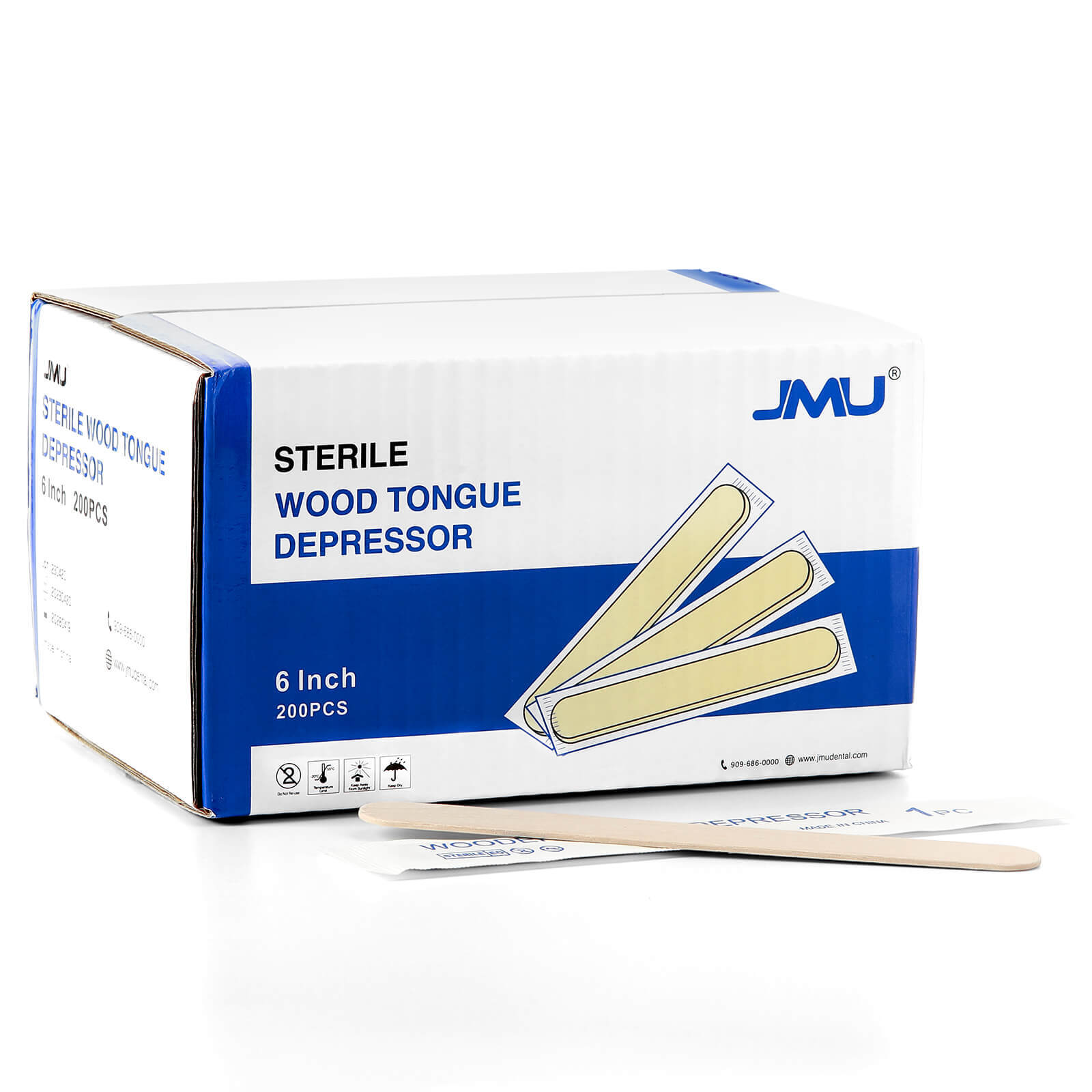 200pcs Wooden Tongue Depressors 6” Sterile Individually Wrapped Medical Purpose