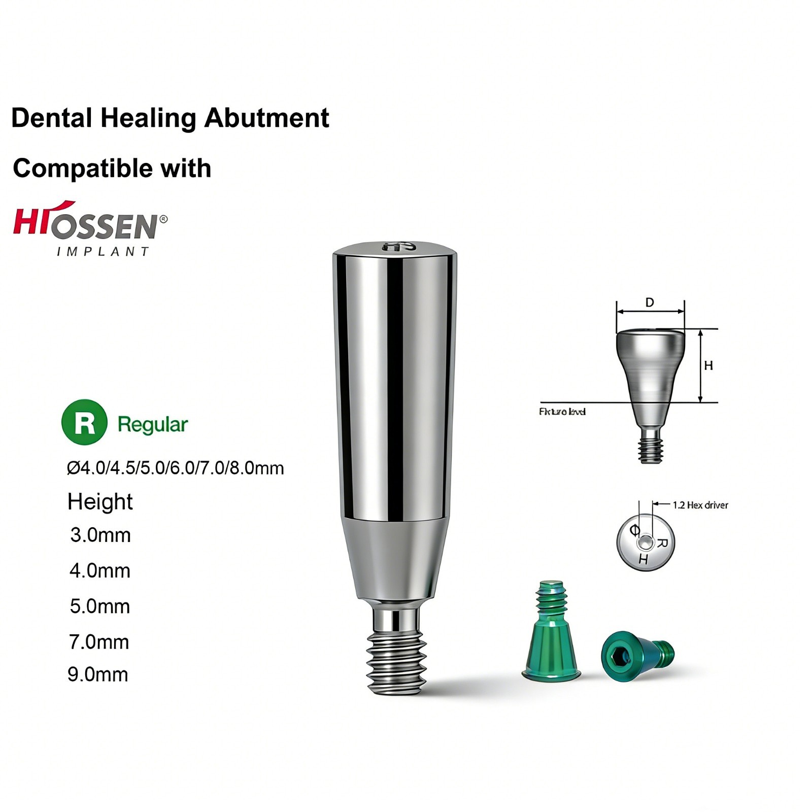 5Pcs US Dental Healing Abutment Mini Regular Platform compatible Osstem Hiossen