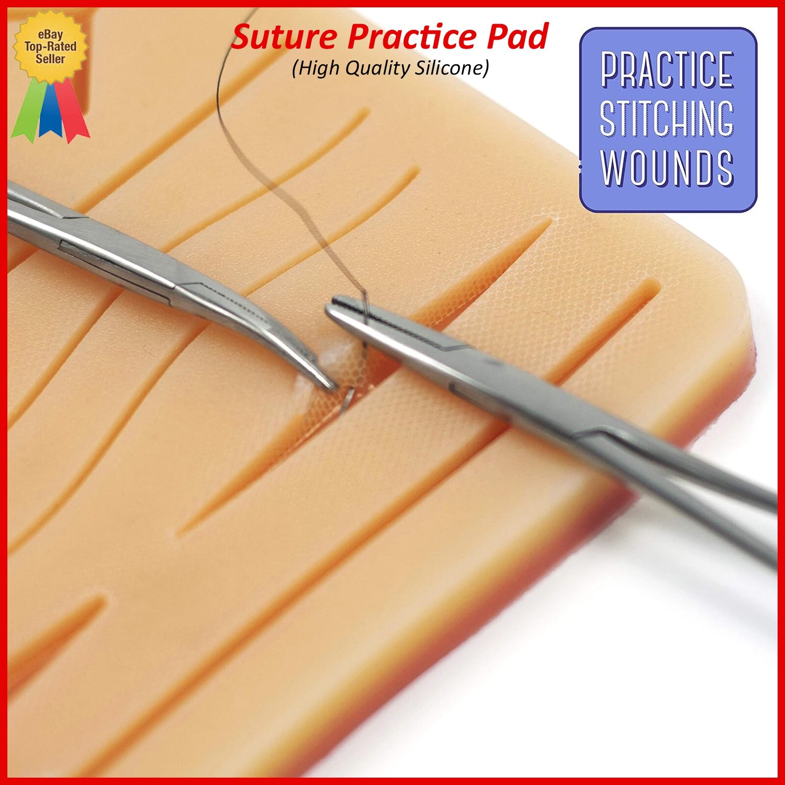 Medical Skin Suture Practice Silicone Pad Wound Simulated Surgical Training Kit