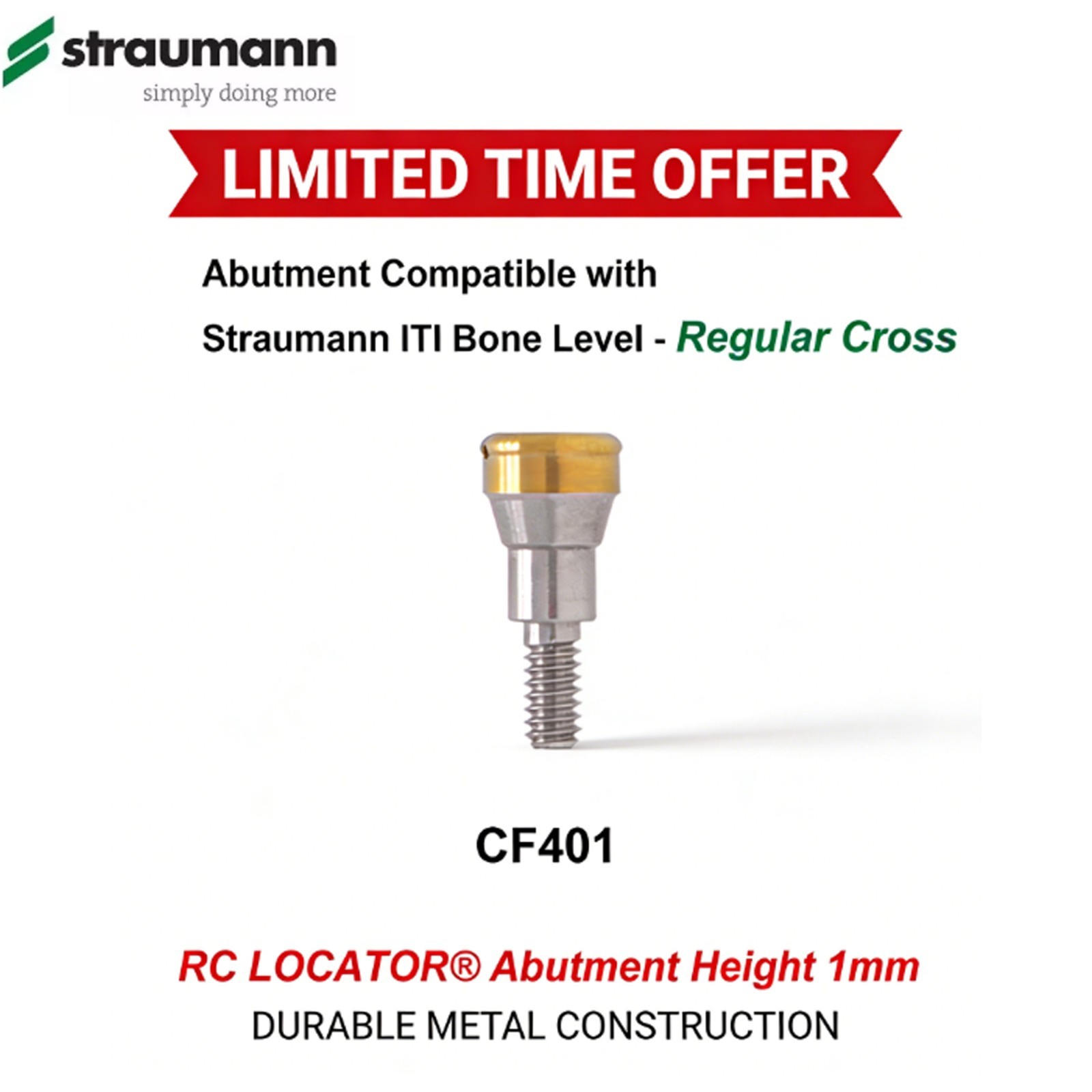 Dental Ti Locator Fits Straumann Bone Level NC/RC Internal Hexagonal Connection
