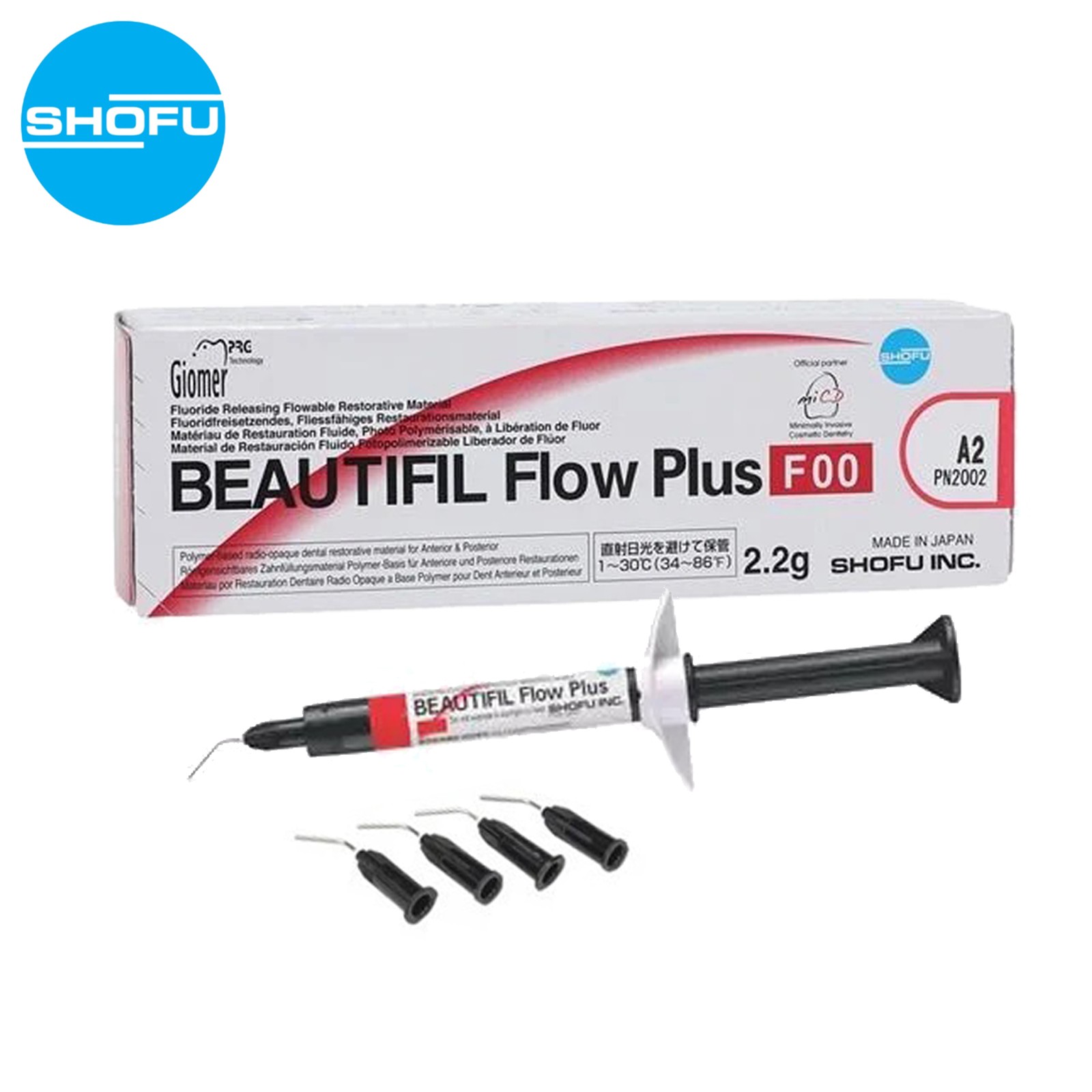 Shofu Dental 2002 Beautifil Flow Plus F00 Zero Flow Composite Syringe A2 2.2 Gm