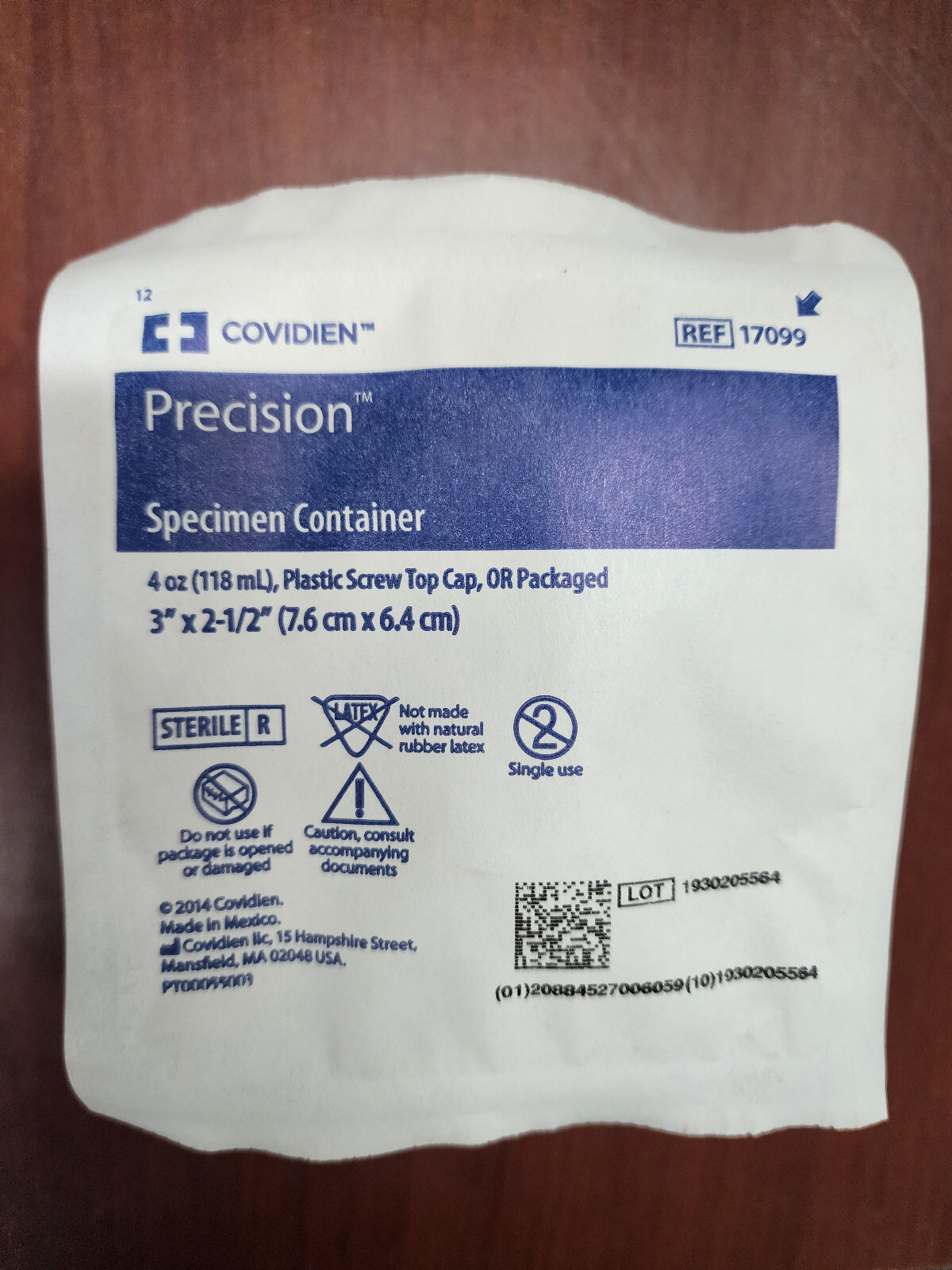 COVIDEN Precision Sterile Specimen Container 17099-4.5oz w/Screw Cap-BOX OF 100
