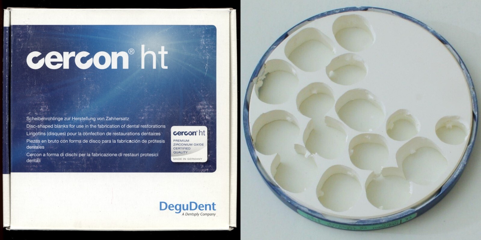 Used Dentsply DeguDent Cercon ht Zirconia Disc Blank 98×12 mm 12-B3 Use by 2023