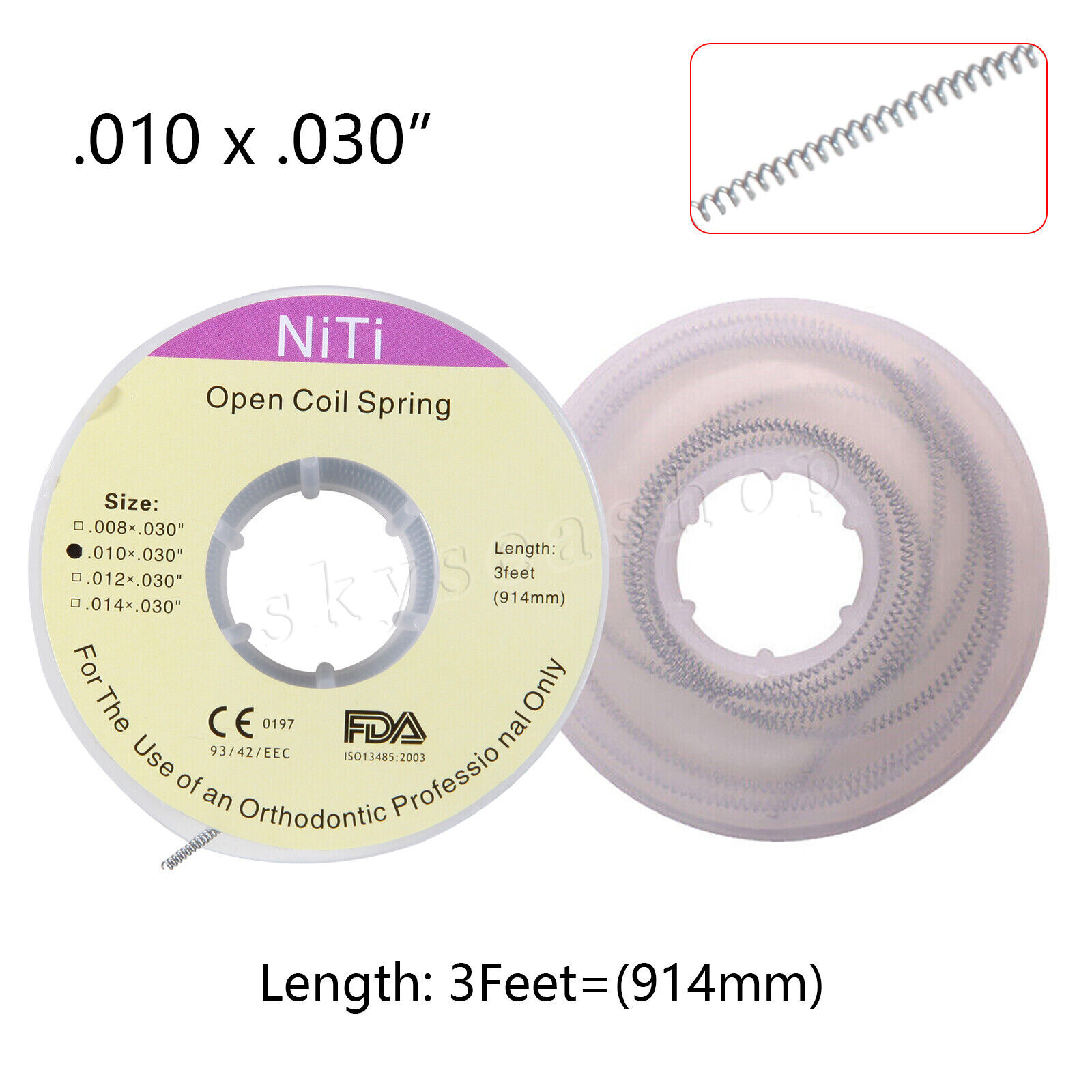 USA Dental Orthodontic Niti Open Coil Spring Spool Dia.010 *030 ” inch 914mm Ab
