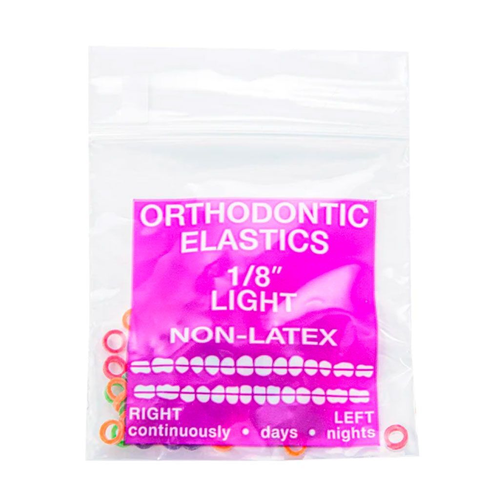 JMU Dental Orthodontic Intra Oral Elastic, Light 1/8″, Assorted Neon, 100/Bag