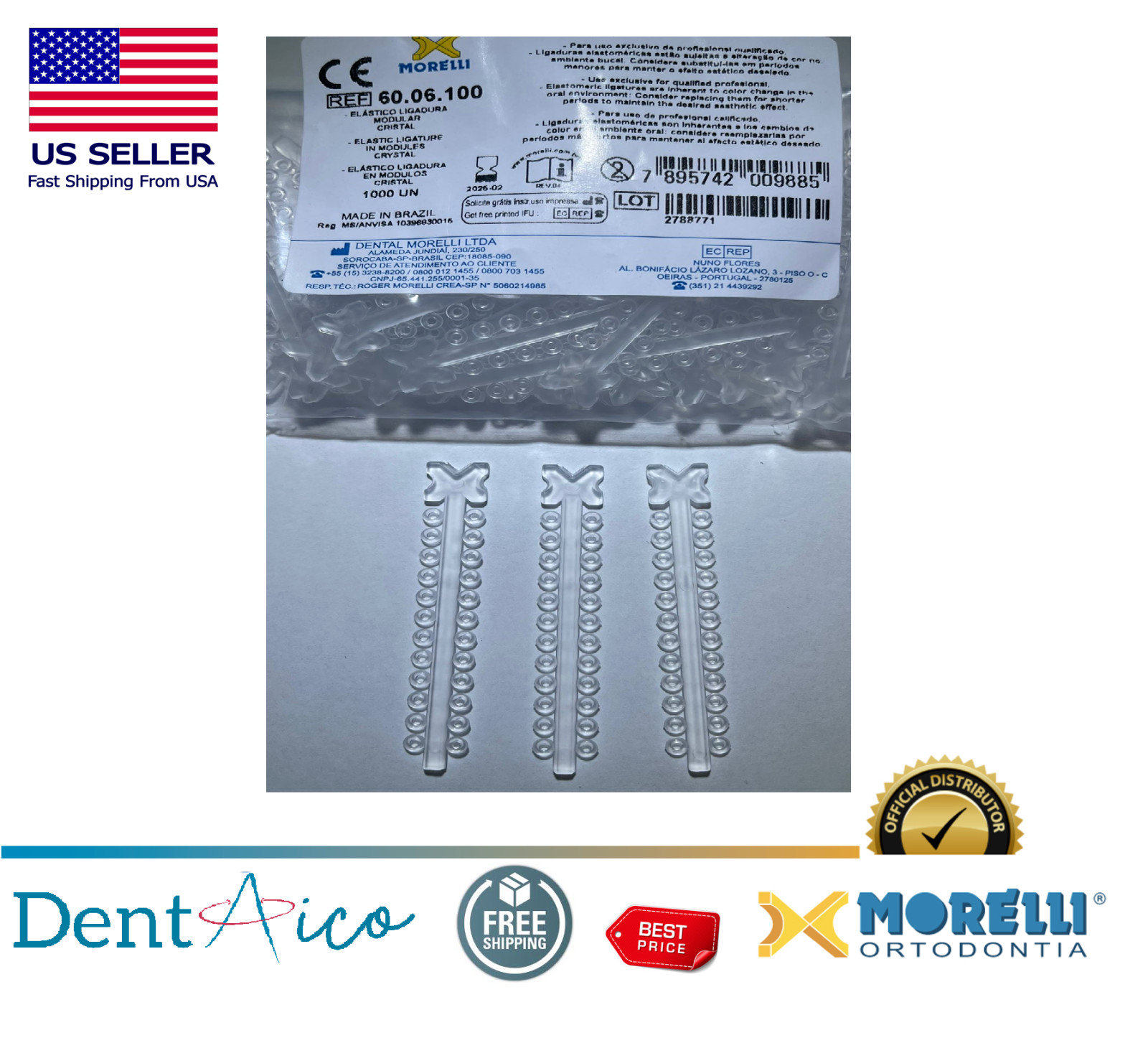 MORELLI Elastic Ligature in Modules Crystal PAK/1.000UN Dental Orthodontic