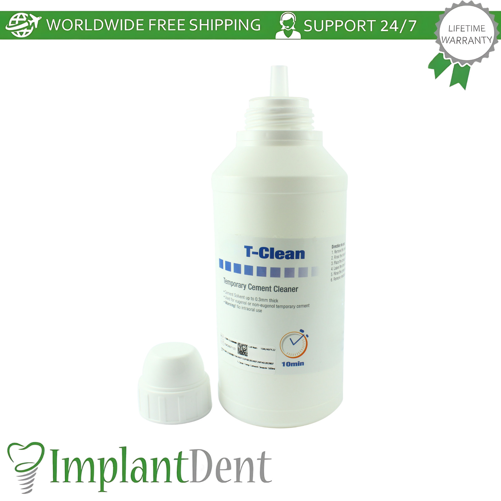 T-Clean 500ml Dental Cement Cleaner Removes And Dissolves Temporary Residue