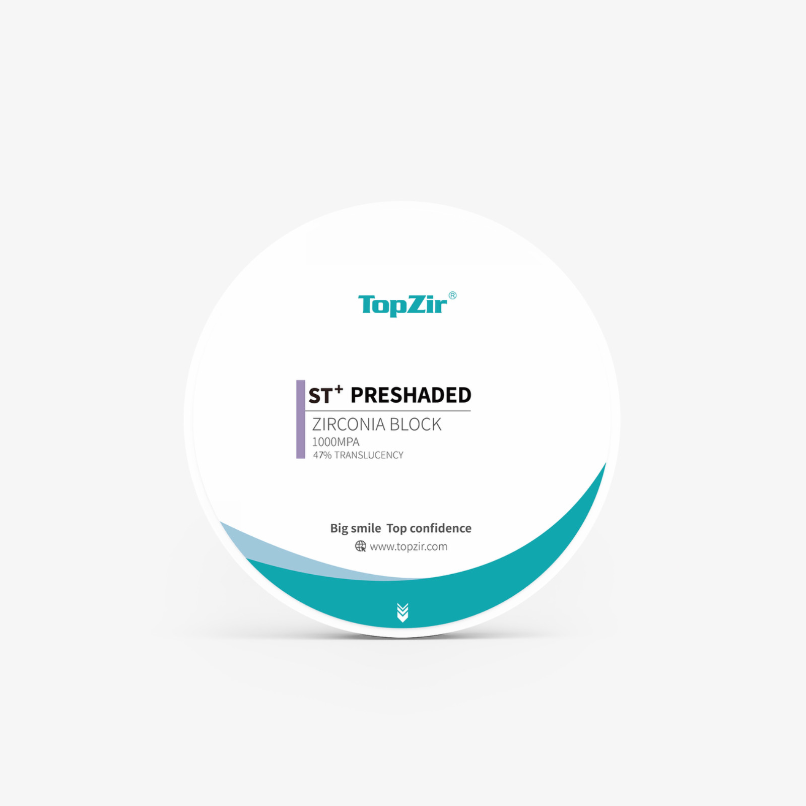 TopZir® ST+ Preshaded Zirconia for Dental Lab Milling | 47% Translucent 1000 MPa