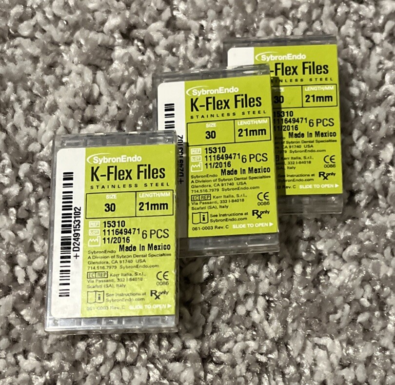 Kerr SybronEndo Dental Size 30 21mm Stainless Steel K-files (18 files)