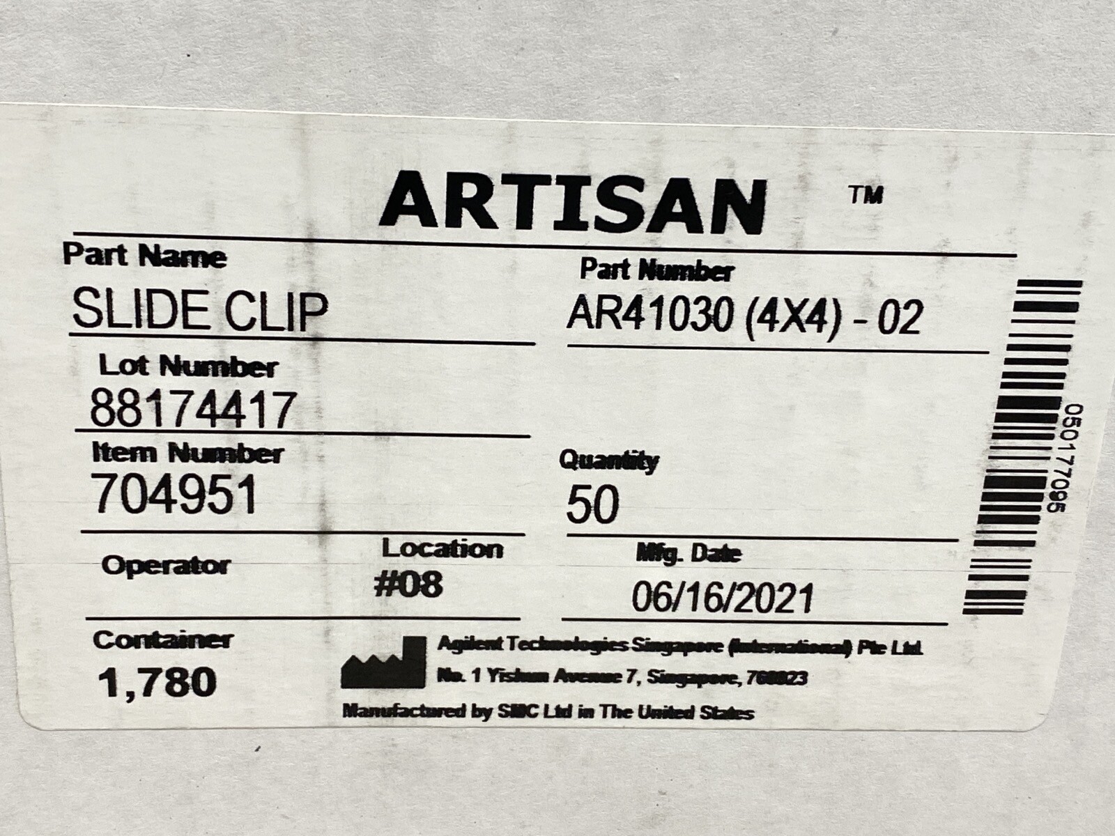 (50) AGILENT Artisan Histological Slide Clips AR41030(4×4)-02
