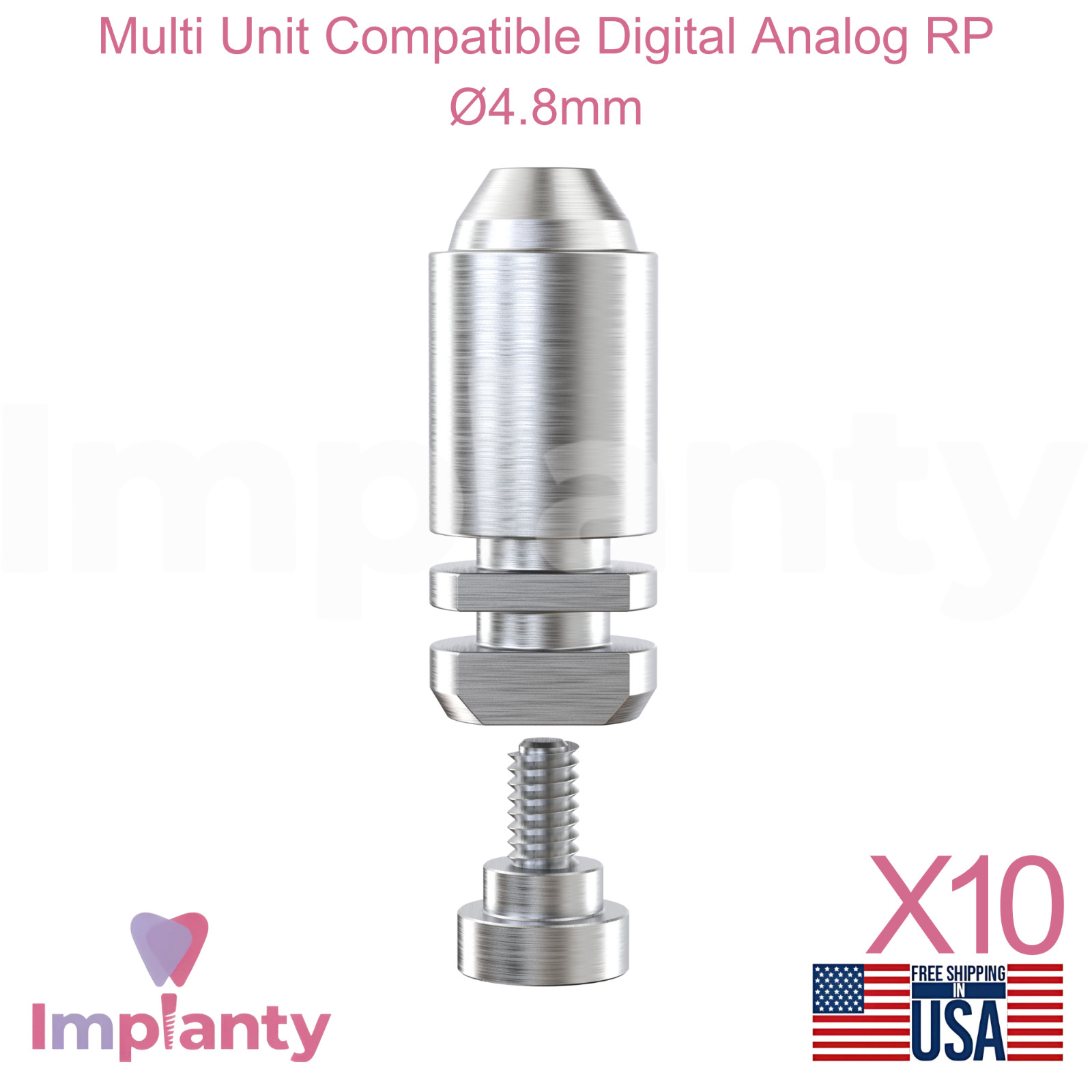 10x Multi Unit Dental Prosthetic Compatible Digital Analog RP Ø4.8mm Replica